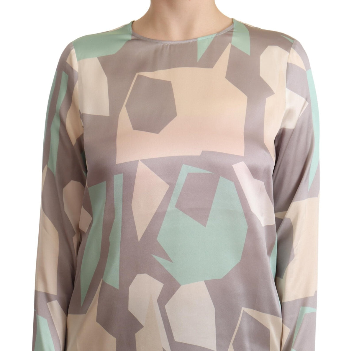 Fabiana Filippi Multicolor Silk Long Sleeves Round Neck Top Blouse
