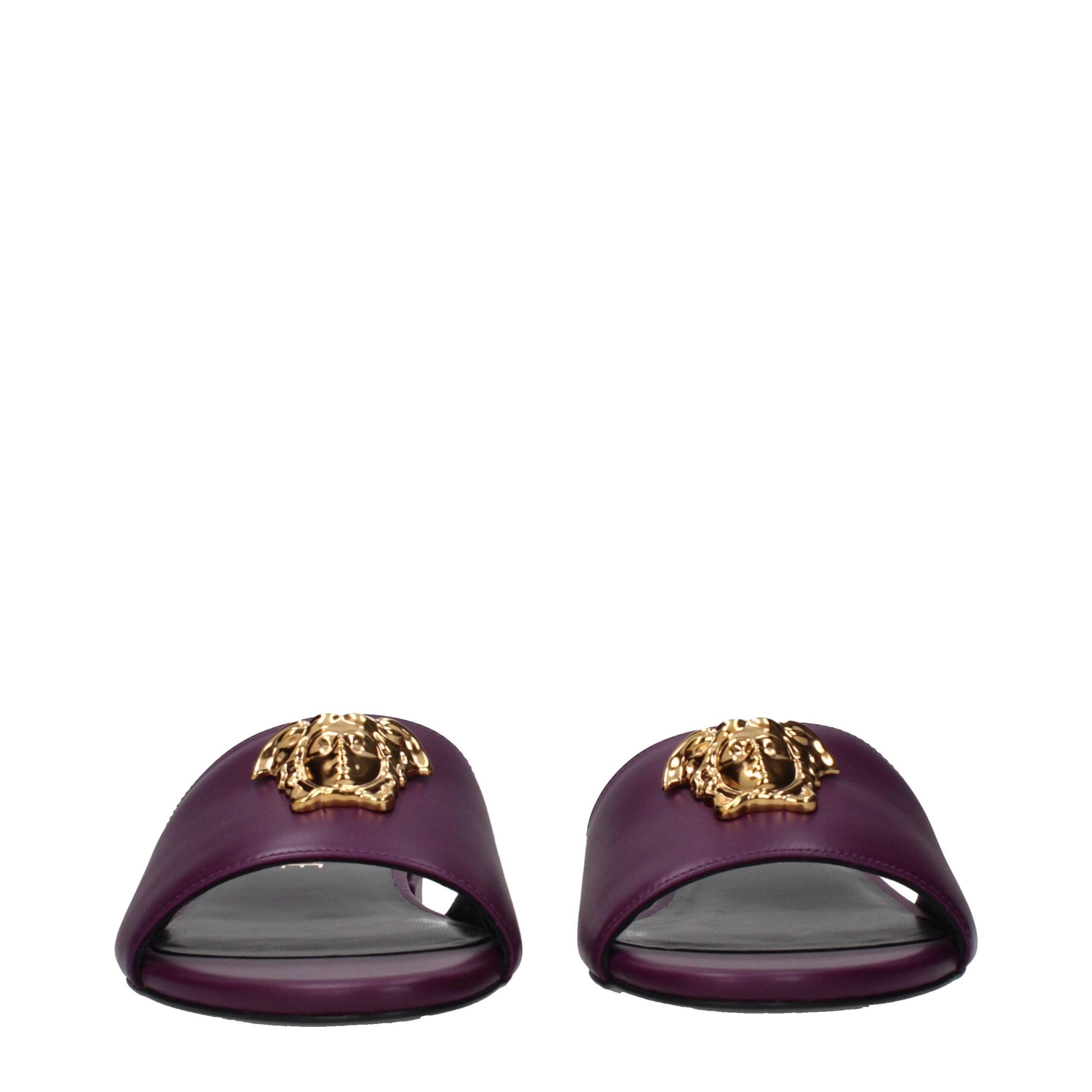 Versace Purple Leather Slippers