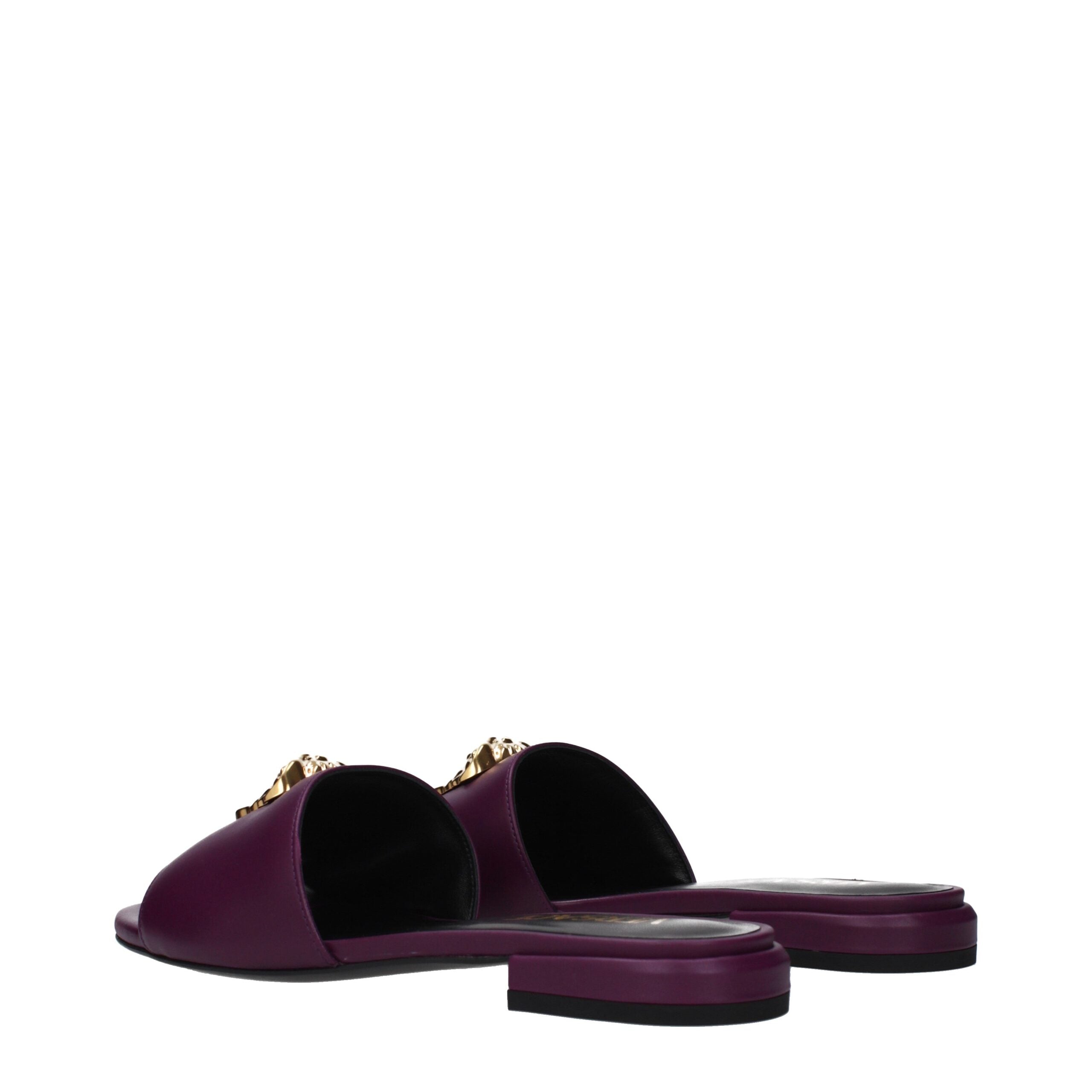 Versace Purple Leather Slippers