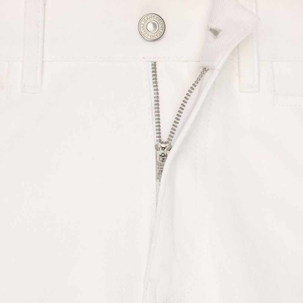 Celine White Cotton Straight-Leg Jeans