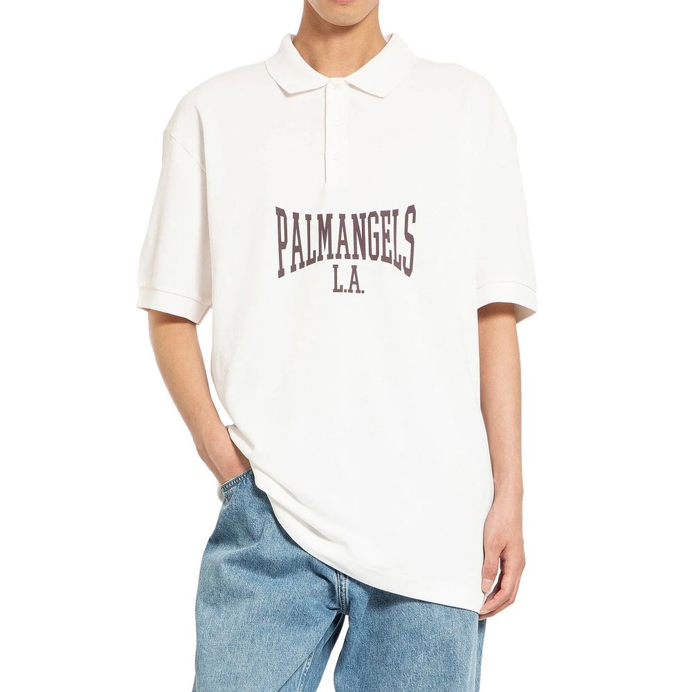 Palm Angels White Cotton Polo Shirt
