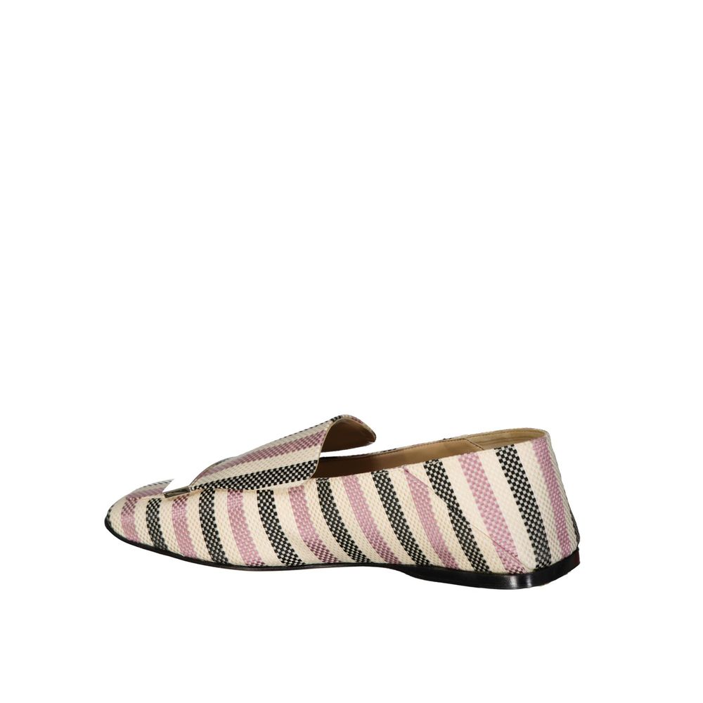 Sergio Rossi White Fabric Slip-On Loafers