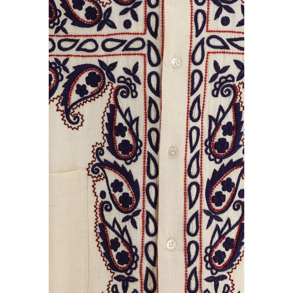 Baziszt Cream Silk Pattern Shirt