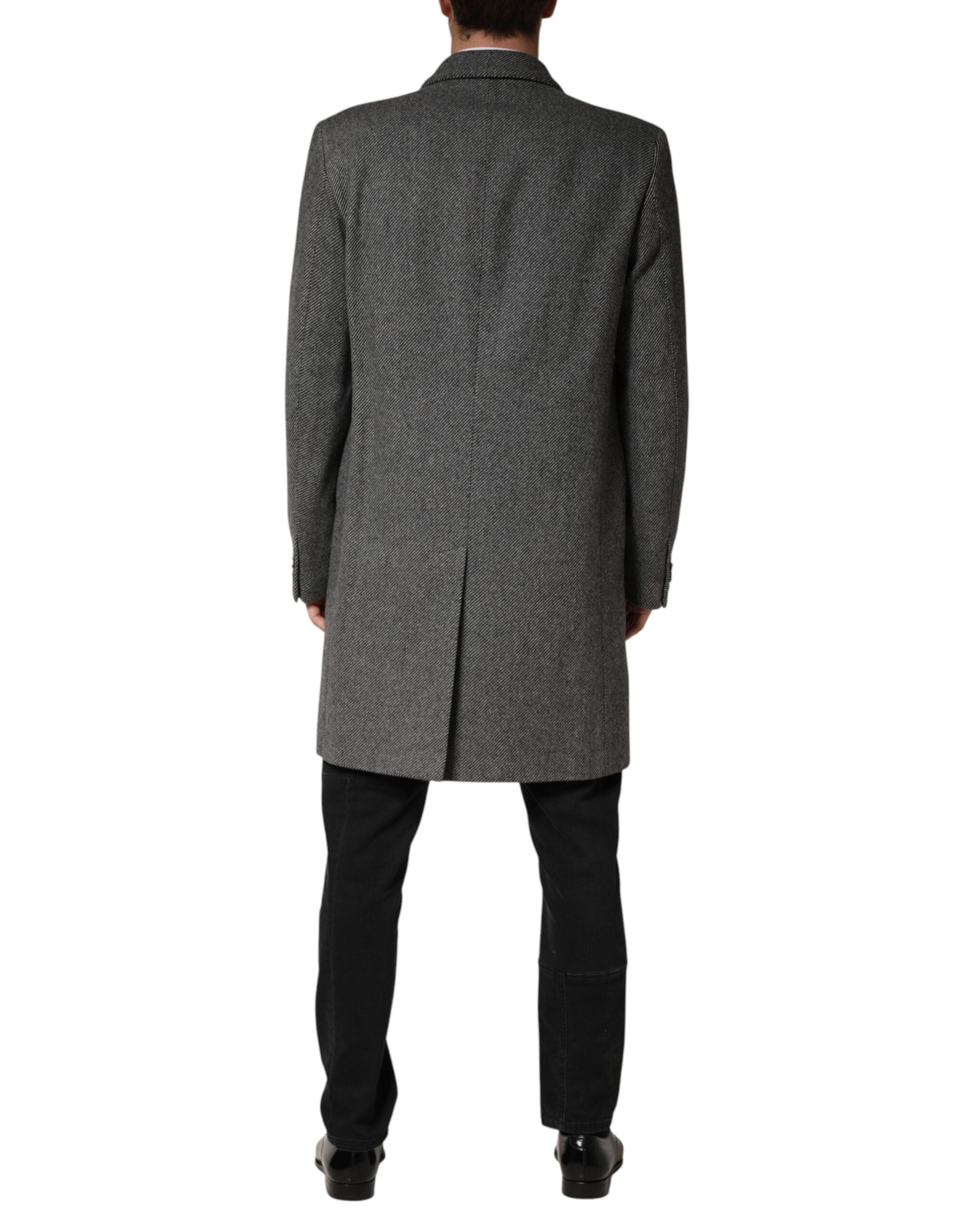 Dolce & Gabbana Gray Single Breasted Men Trench Coat Jacket