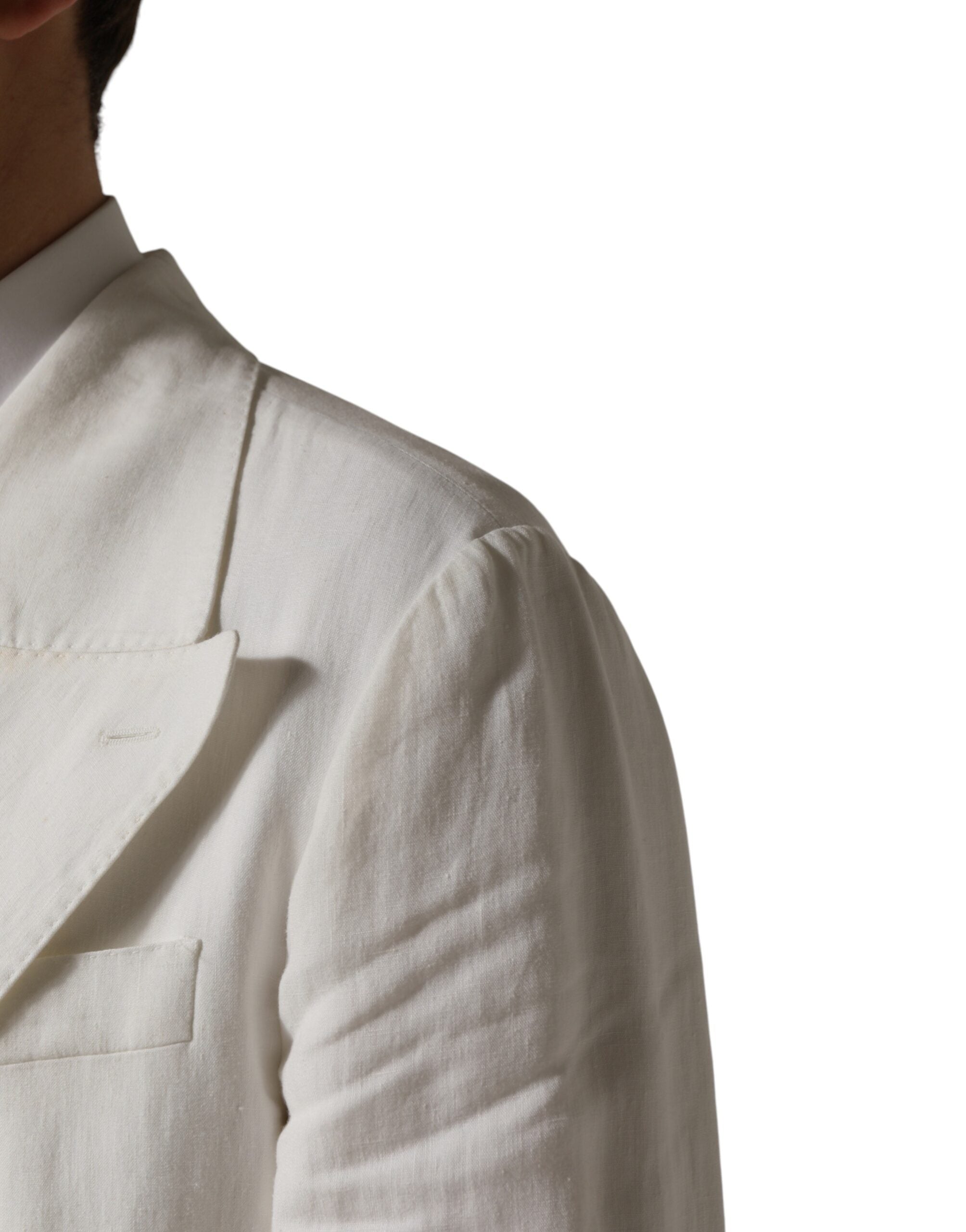 Dolce & Gabbana White Double Breasted Men Trench Coat Jacket