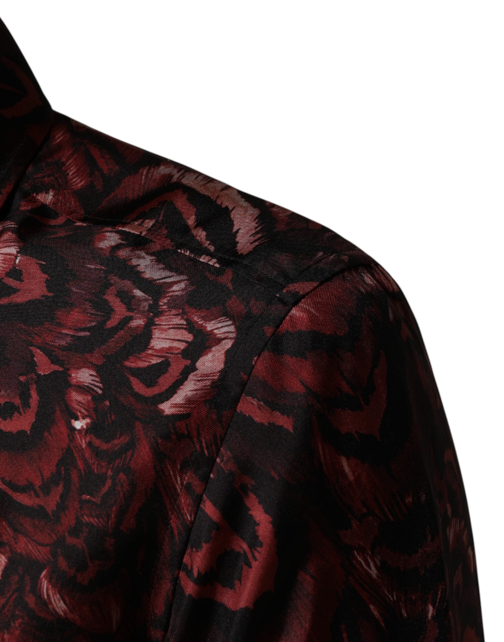 Dolce & Gabbana Bordeaux Patterned Collared Men Dress Shirt