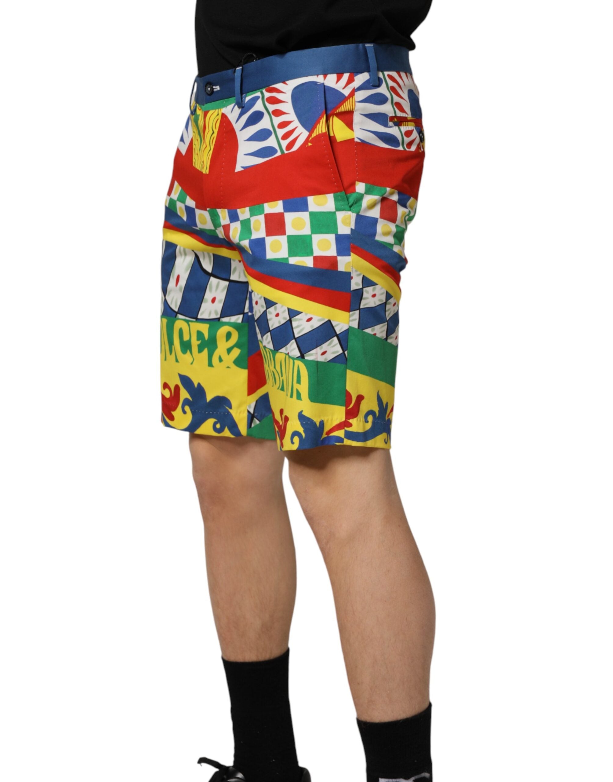 Dolce & Gabbana Multicolor Carretto Print Men Bermuda Shorts