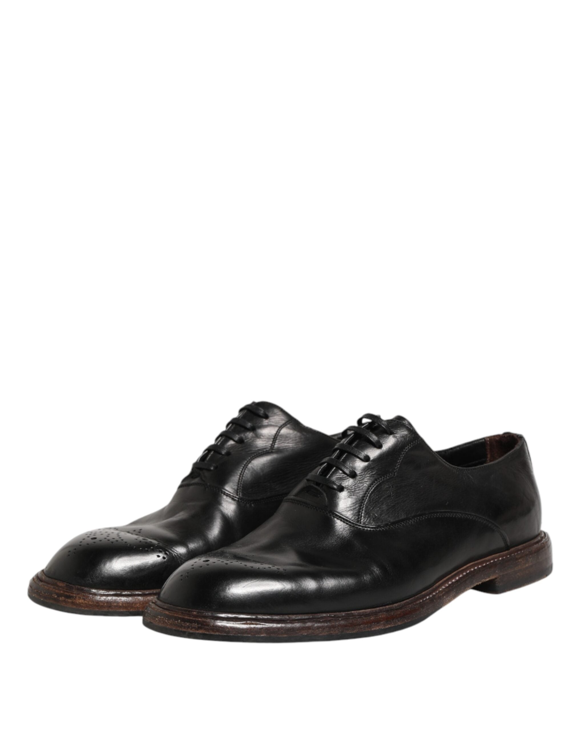 Dolce & Gabbana Black Calfskin Leather Oxford Dress Shoes
