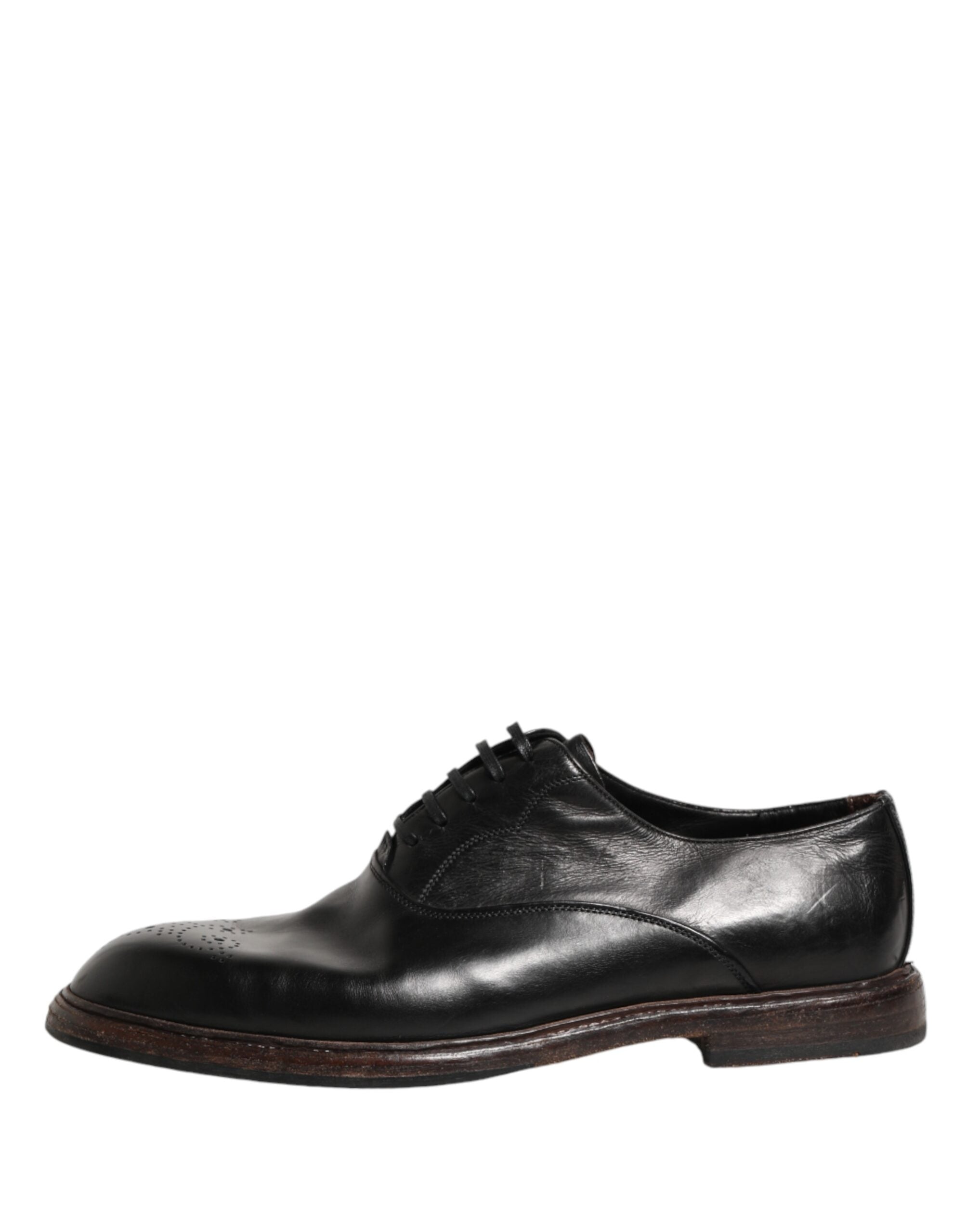 Dolce & Gabbana Black Calfskin Leather Oxford Dress Shoes