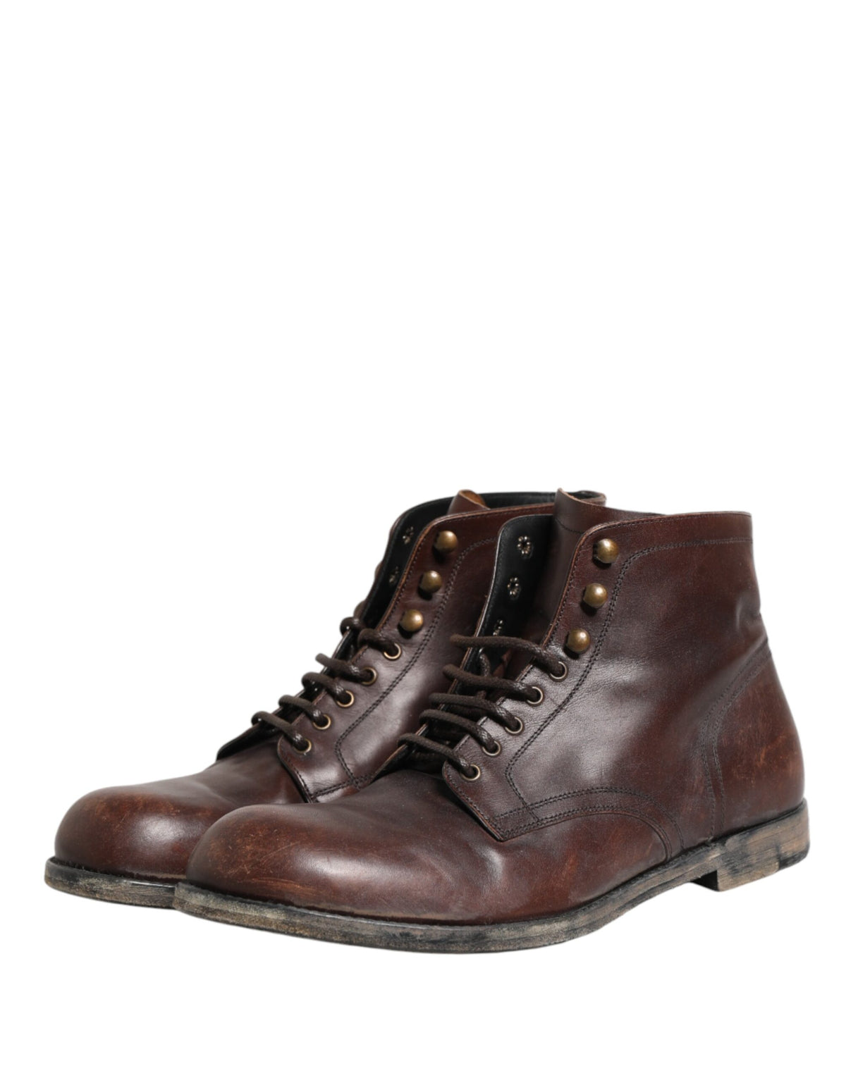 Dolce & Gabbana Brown Lace Up Short Ankle Boots Men Shoes