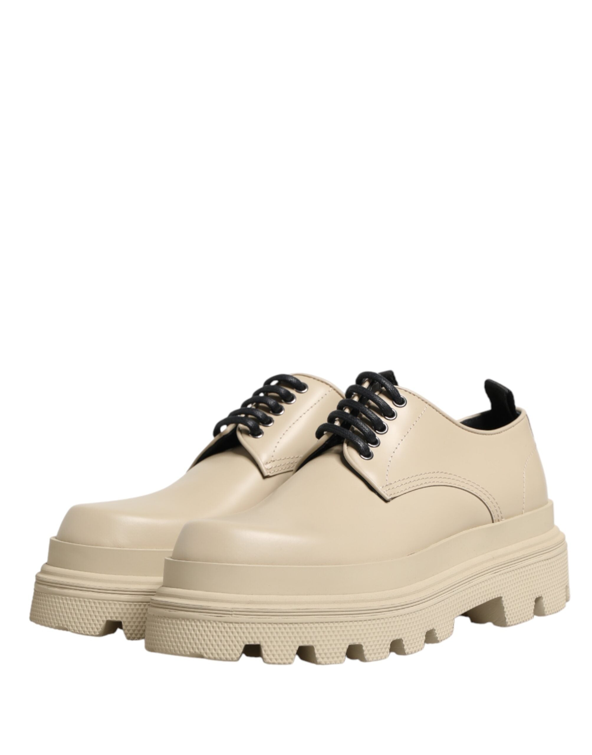 Dolce & Gabbana Beige Lace Up Trekking Derby Men Dress Shoes