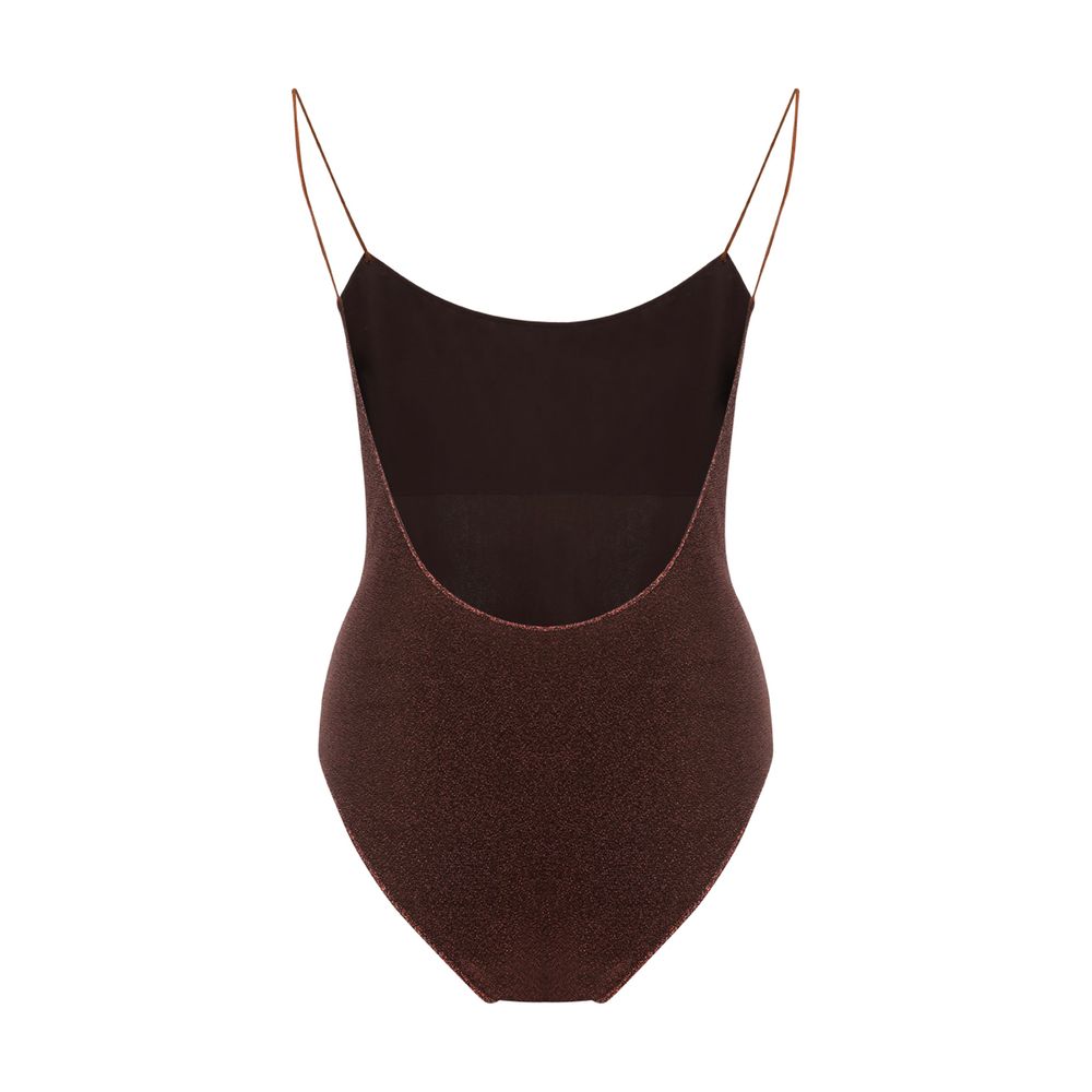 Oséree Brown Metal One-Piece Swimsuit