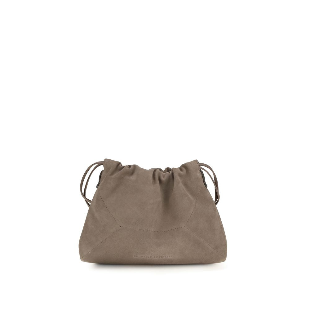 Brunello Cucinelli Beige Calf Leather Bos Taurus Shoulder Bag