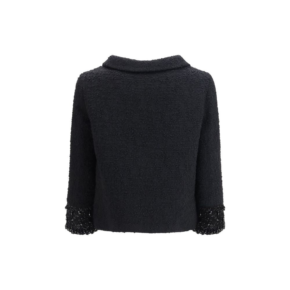 Valentino Black Fleece Wool Coat