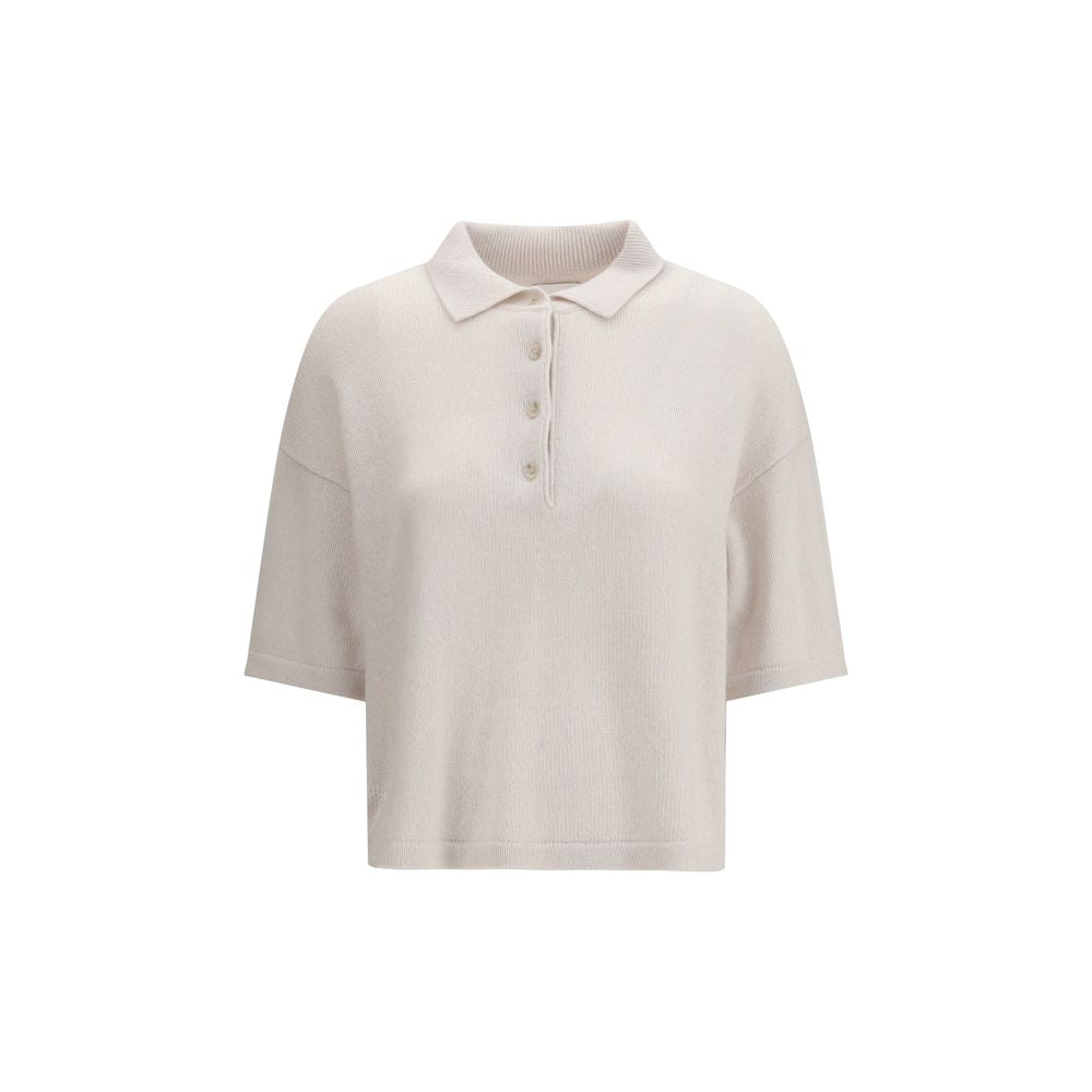 Allude Cream Cashmere Polo Shirt