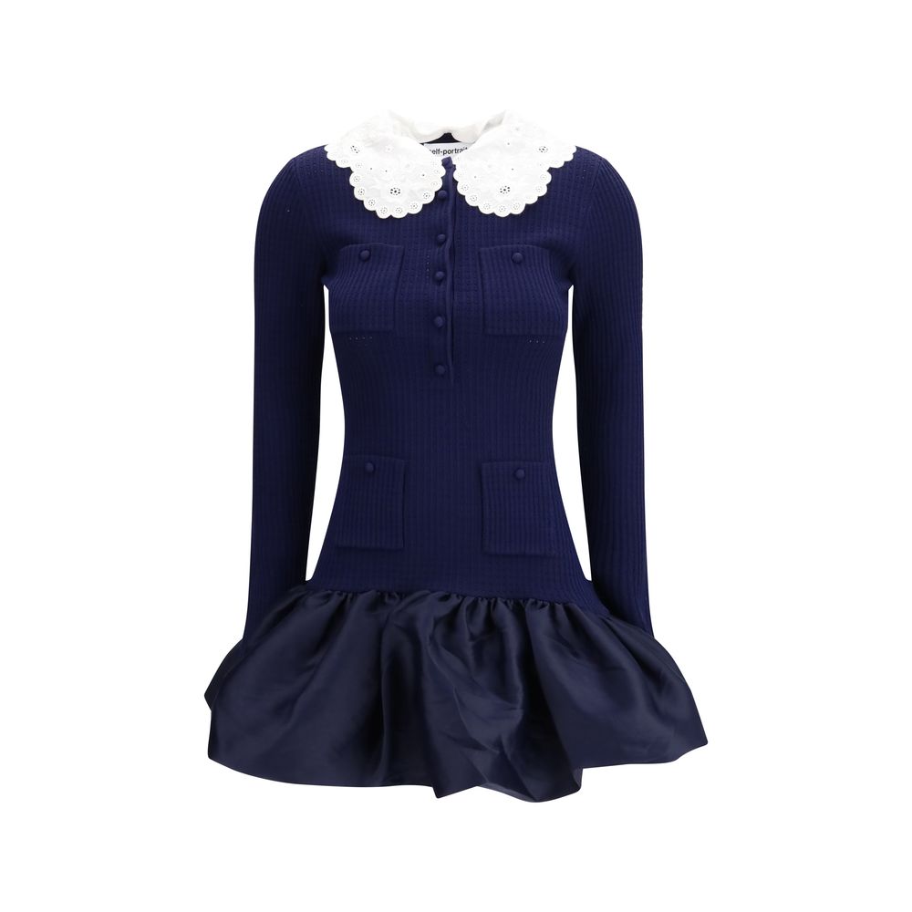 Self-Portrait Blue Viscose Cocktail Dress