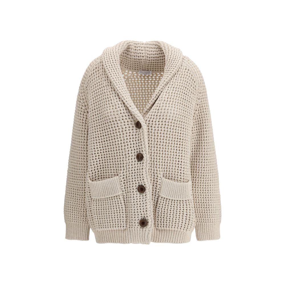 Brunello Cucinelli Beige Cotton Cardigan