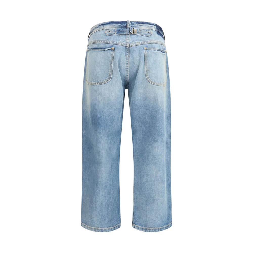 Margiela Light Blue Cotton Cropped Jeans