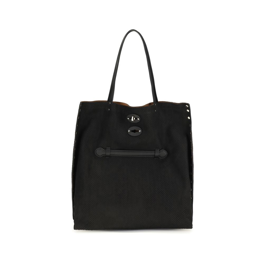 Zanellato Black Calf Leather Bos Taurus Shoulder Bag