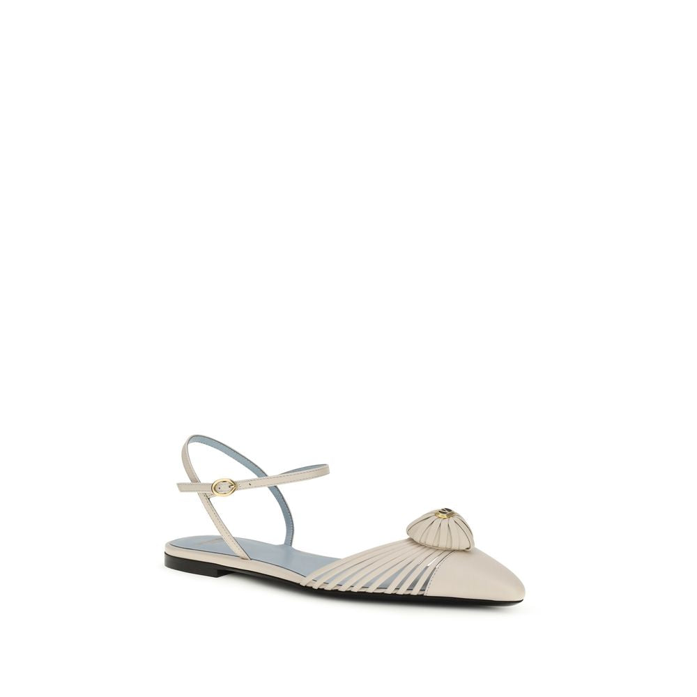 Valentino Garavani Beige Goatskin Flat Sandals