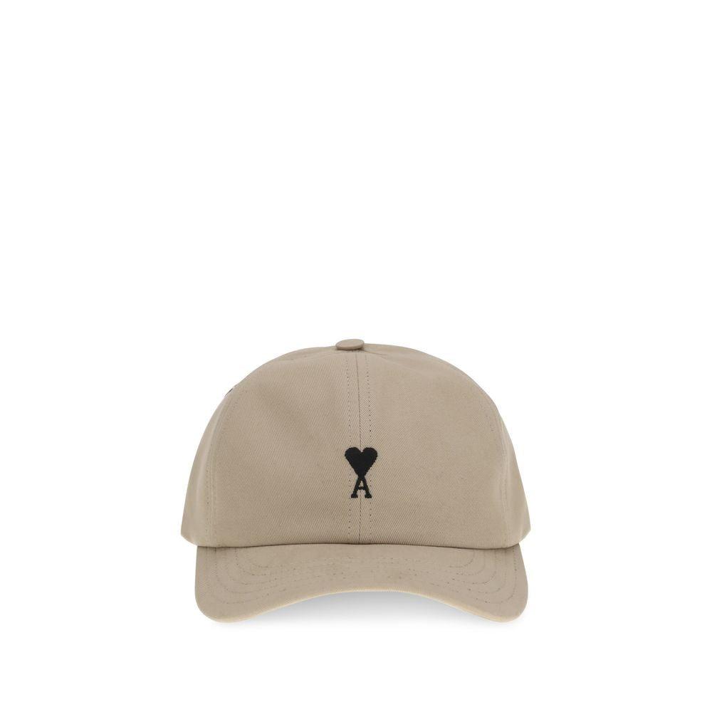 Ami Paris Beige Cotton Cap (Baseball Hat)