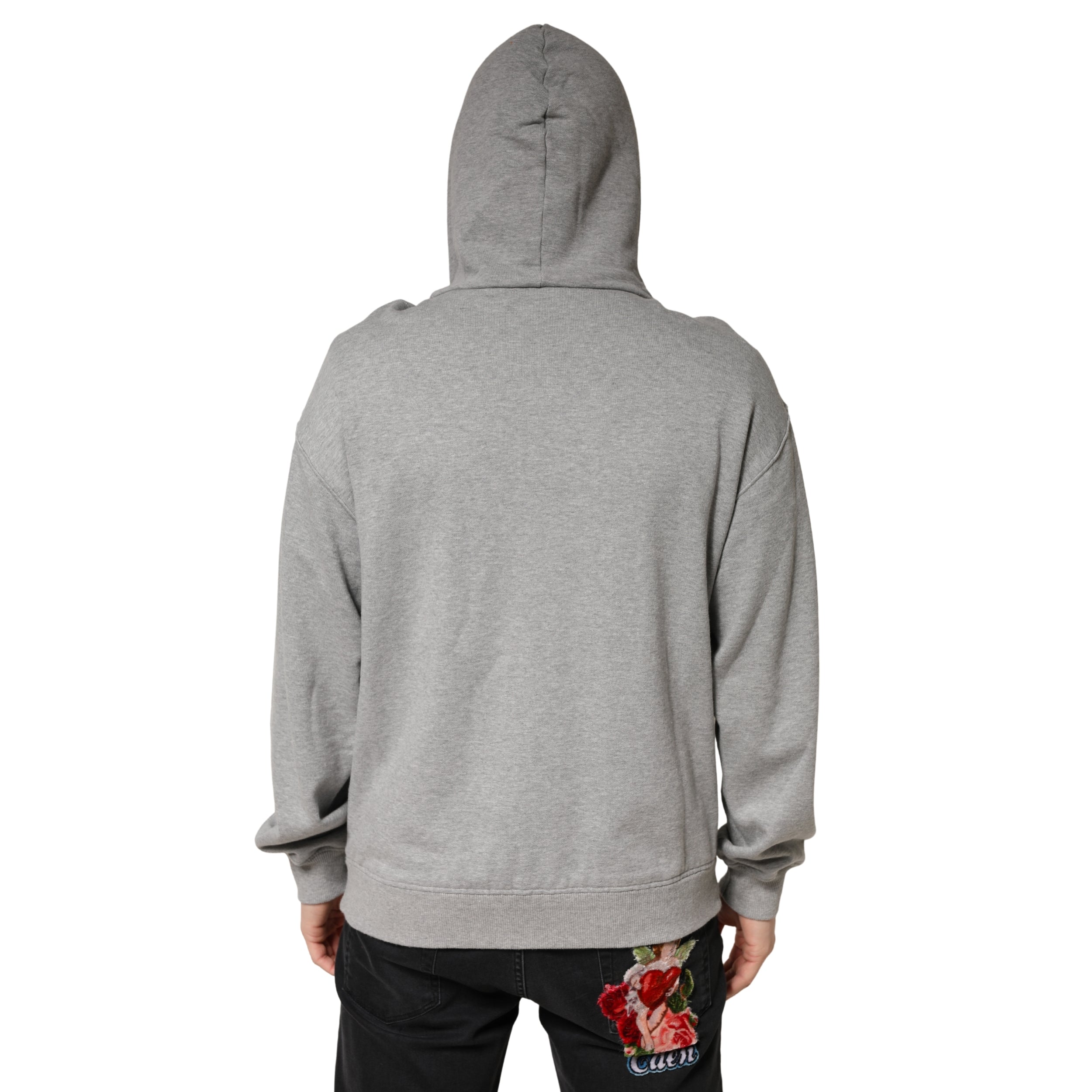 Dolce & Gabbana Gray Cotton Hooded Sweatshirt Sweater