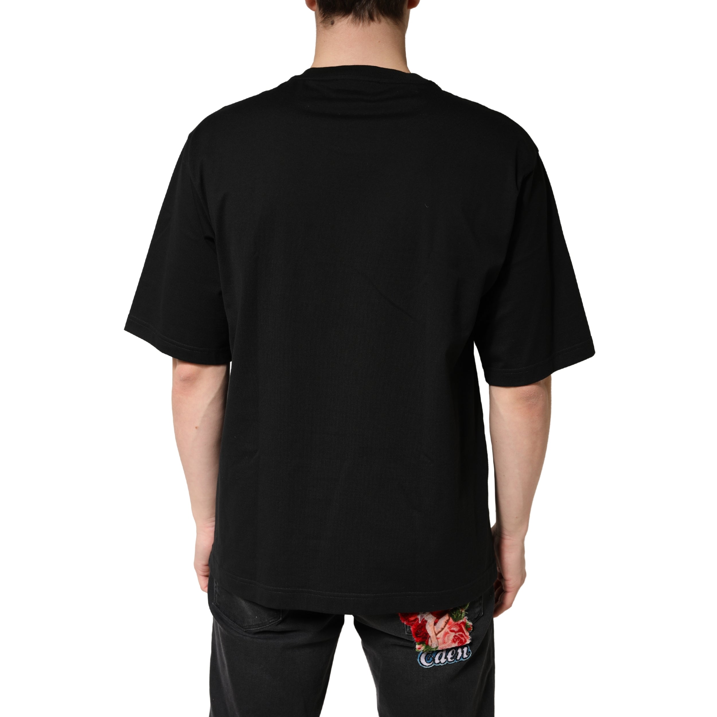 Dolce & Gabbana Black Cotton Crewneck Short Sleeve T-Shirt