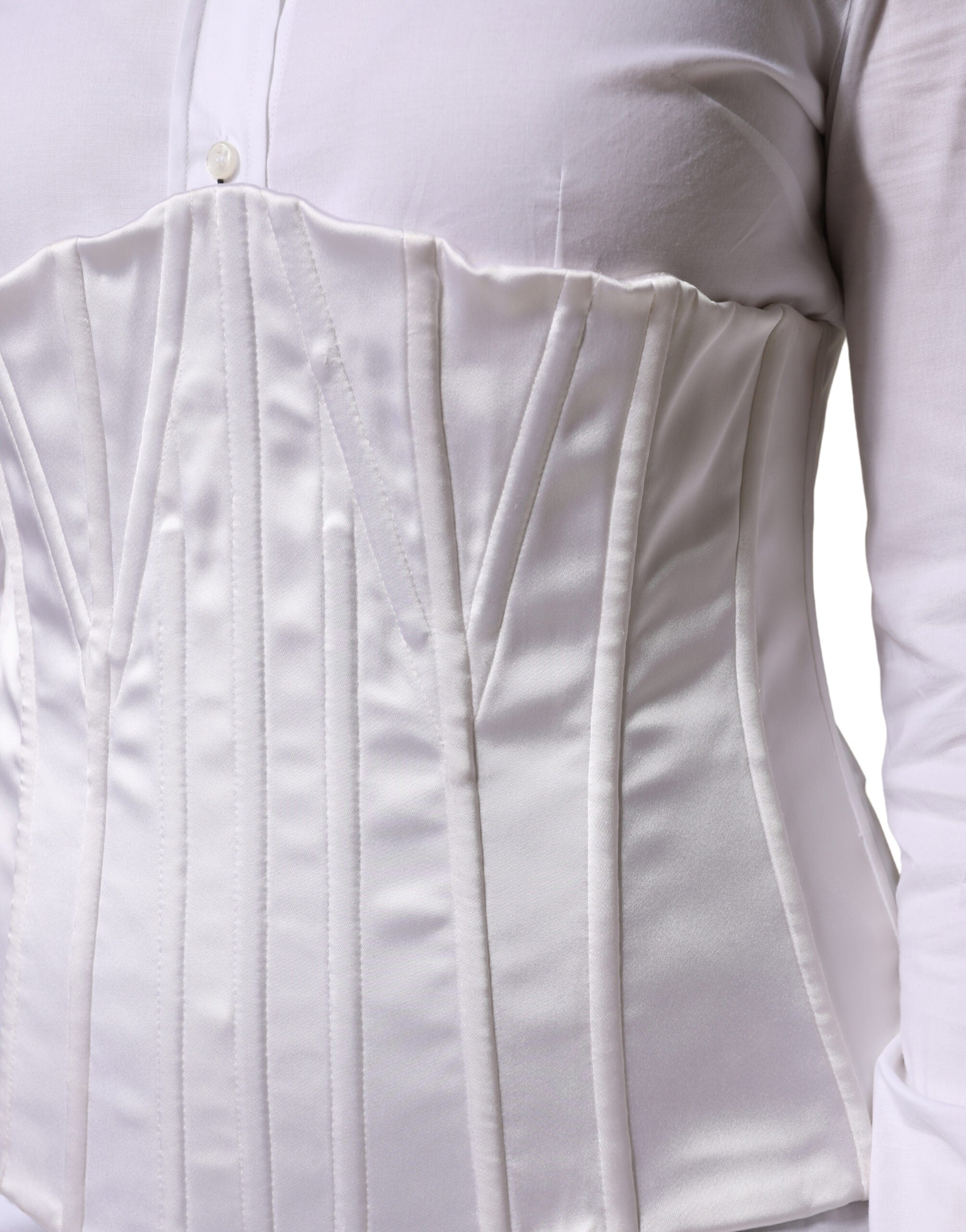 Dolce & Gabbana White Polyamide Waist Cincher Bustier Corset Top