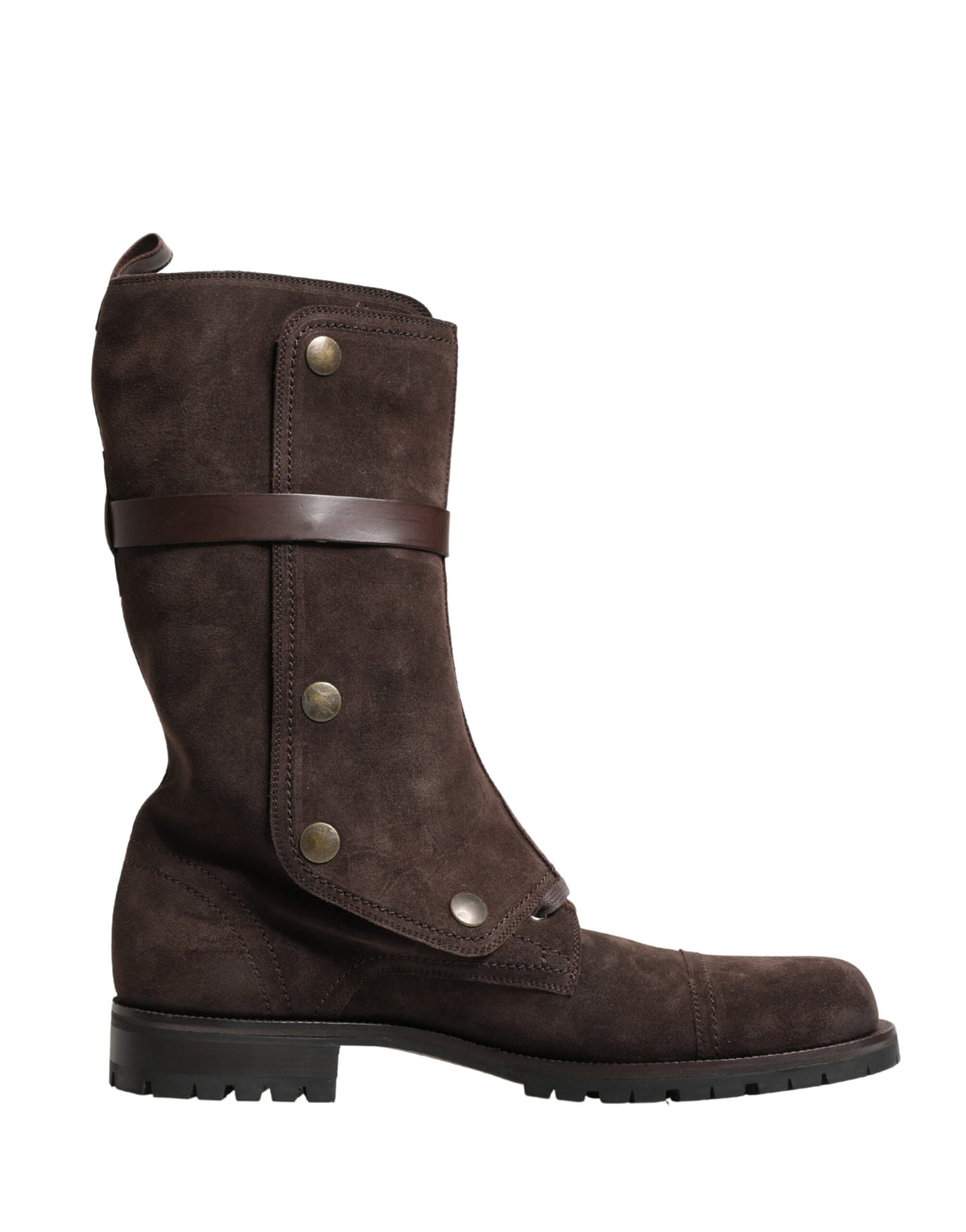 Dolce & Gabbana Brown Suede Leather Combat Ankle Boots Shoes