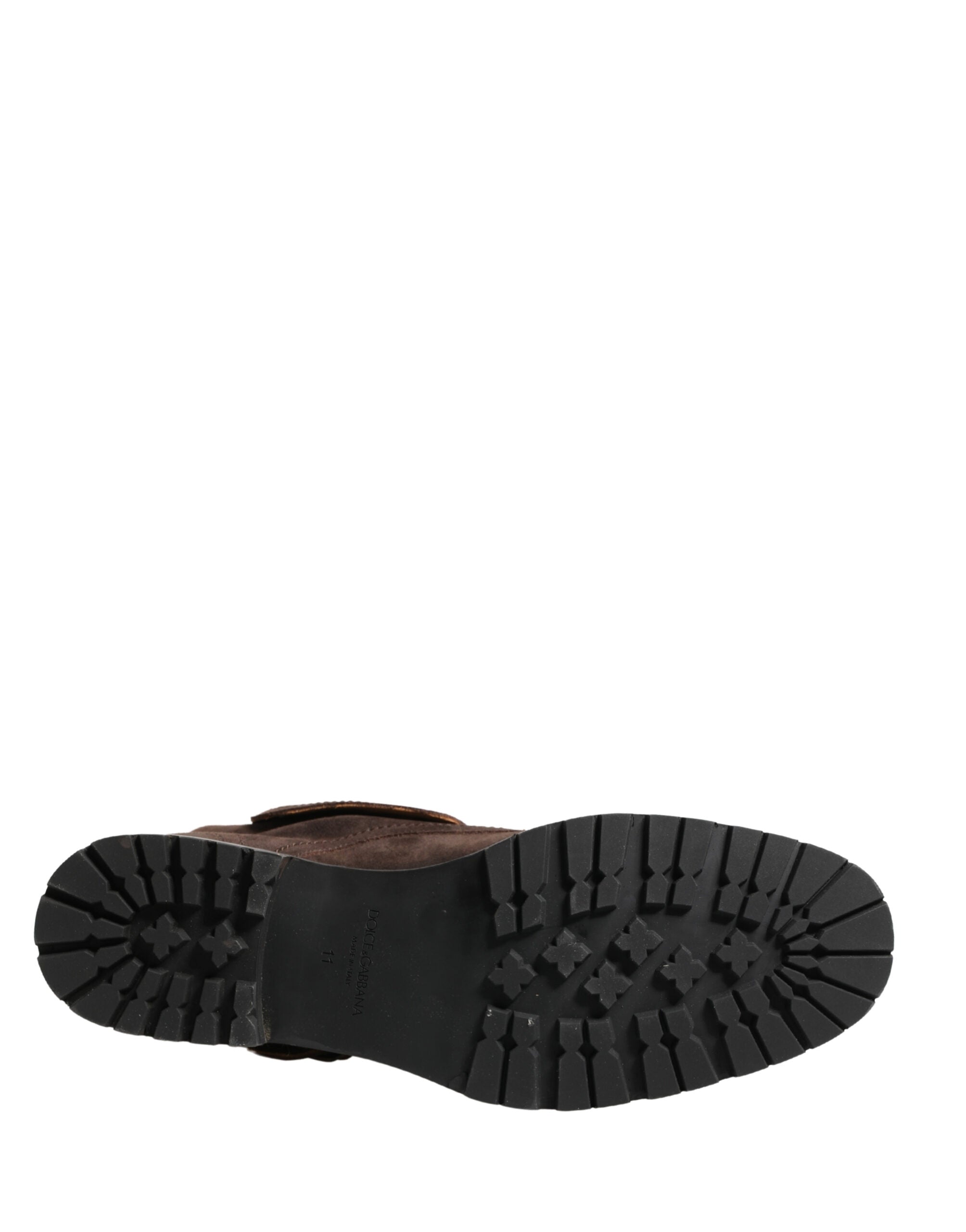 Dolce & Gabbana Brown Suede Leather Combat Ankle Boots Shoes