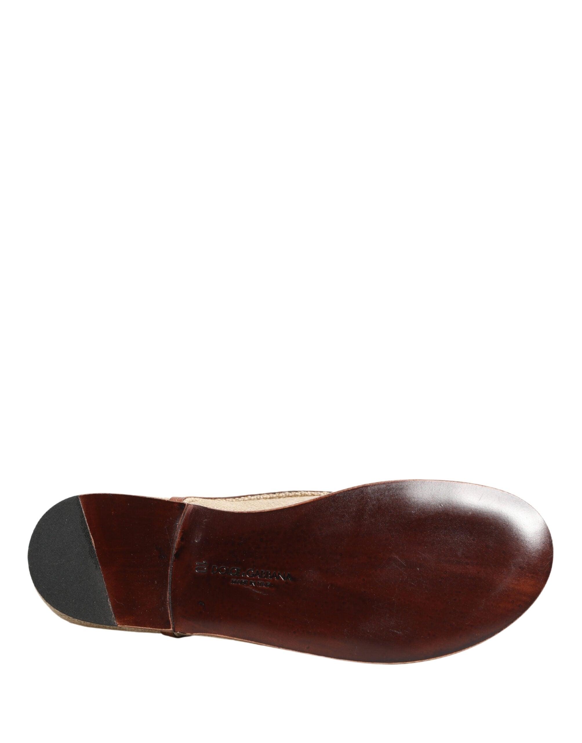 Dolce & Gabbana Beige Canvas Leather Trim Dress Derby Shoes