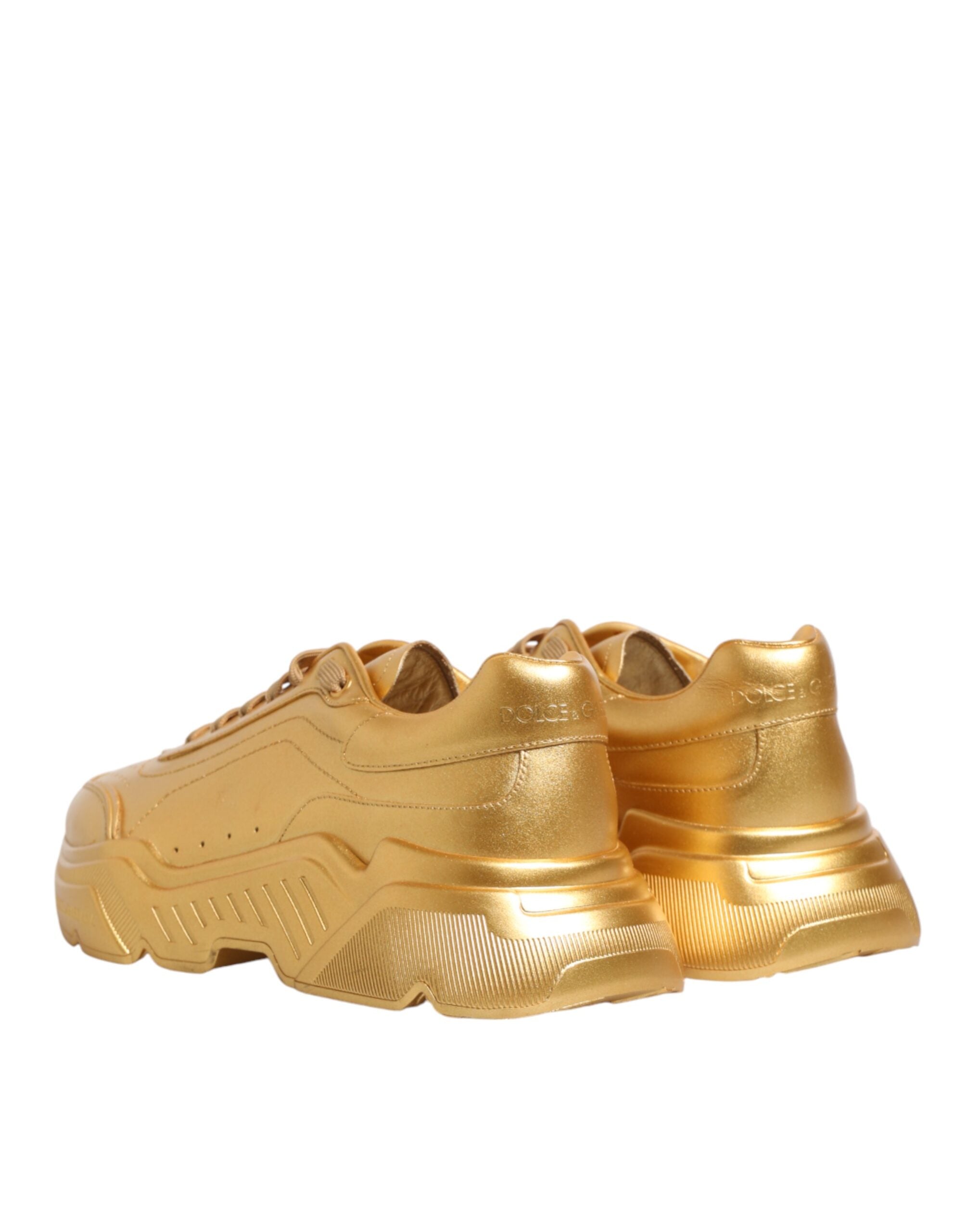 Dolce & Gabbana Gold Leather Daymaster Chunky Sneakers Shoes