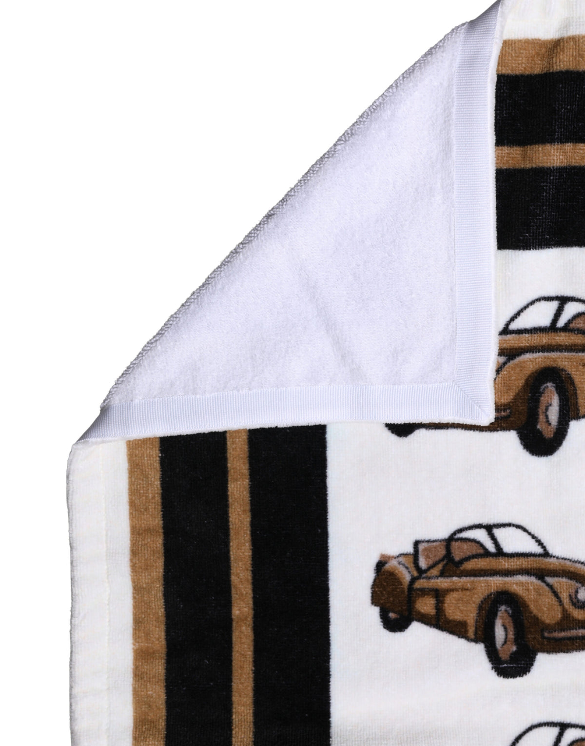 Dolce & Gabbana Towel White Cotton Car Graphic Print 115cm x 180cm Beach