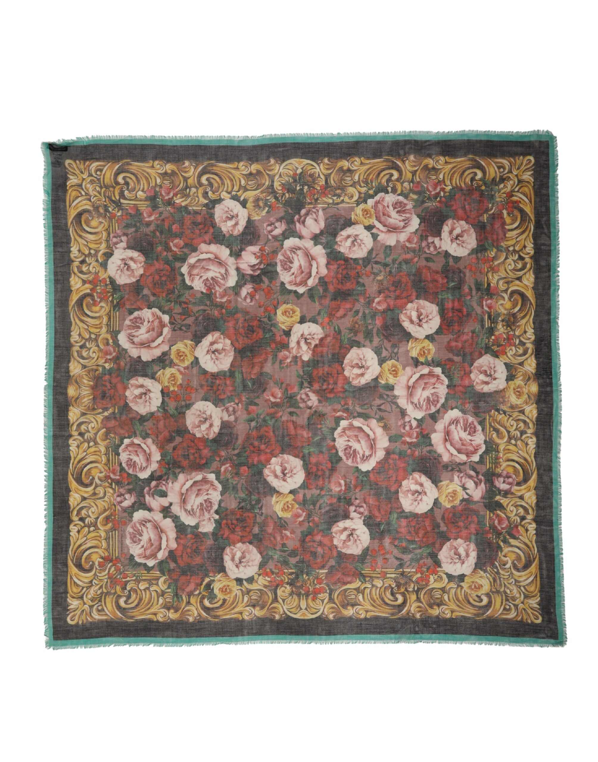 Dolce & Gabbana Multicolor Floral Cashmere Square Stole Scarf