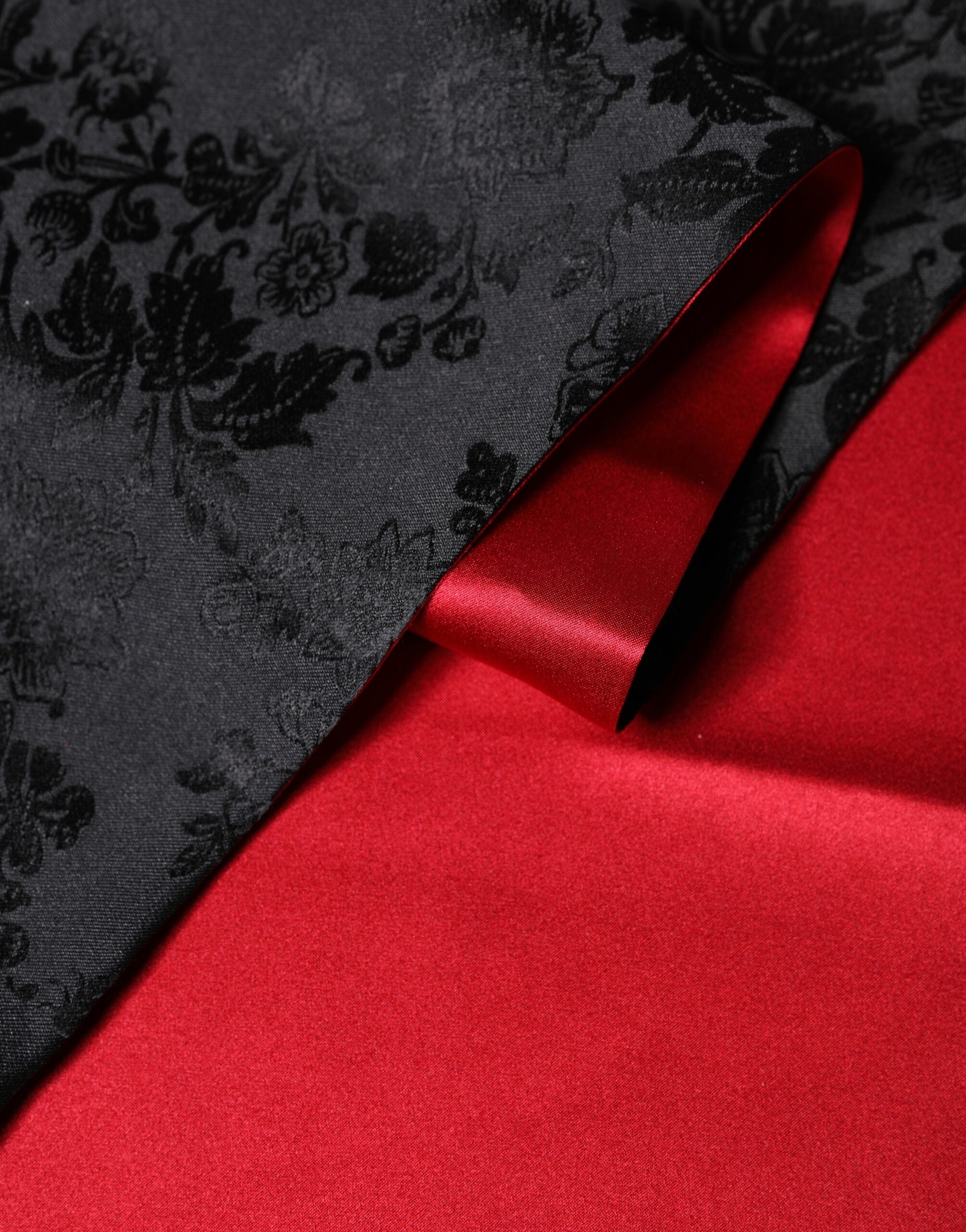 Dolce & Gabbana Red Black Silk Floral Fringe Neck Wrap Scarf