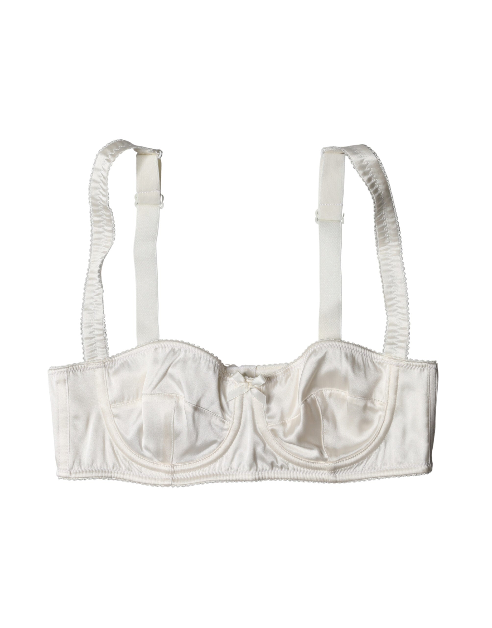 Dolce & Gabbana White Silk Satin Underwire Bra Semi Pad Underwear