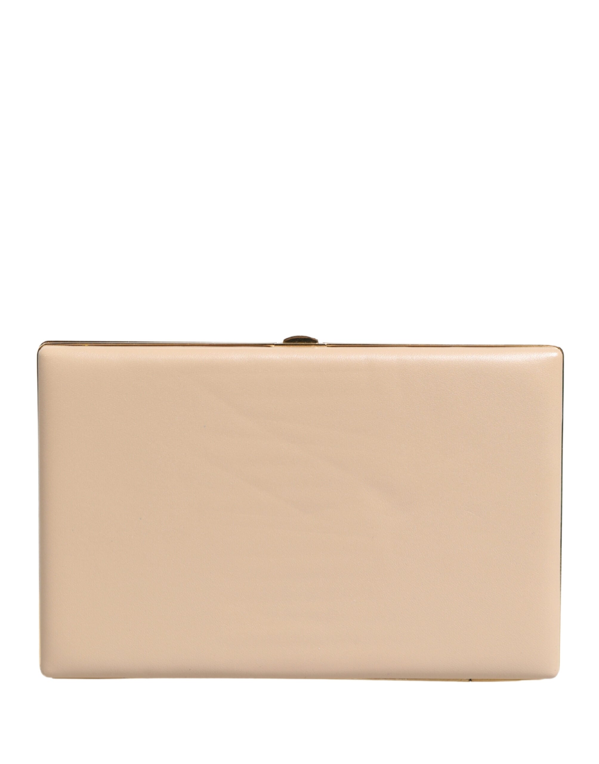 Dolce & Gabbana Beige Lambskin Leather Clutch Evening Women Purse Bag