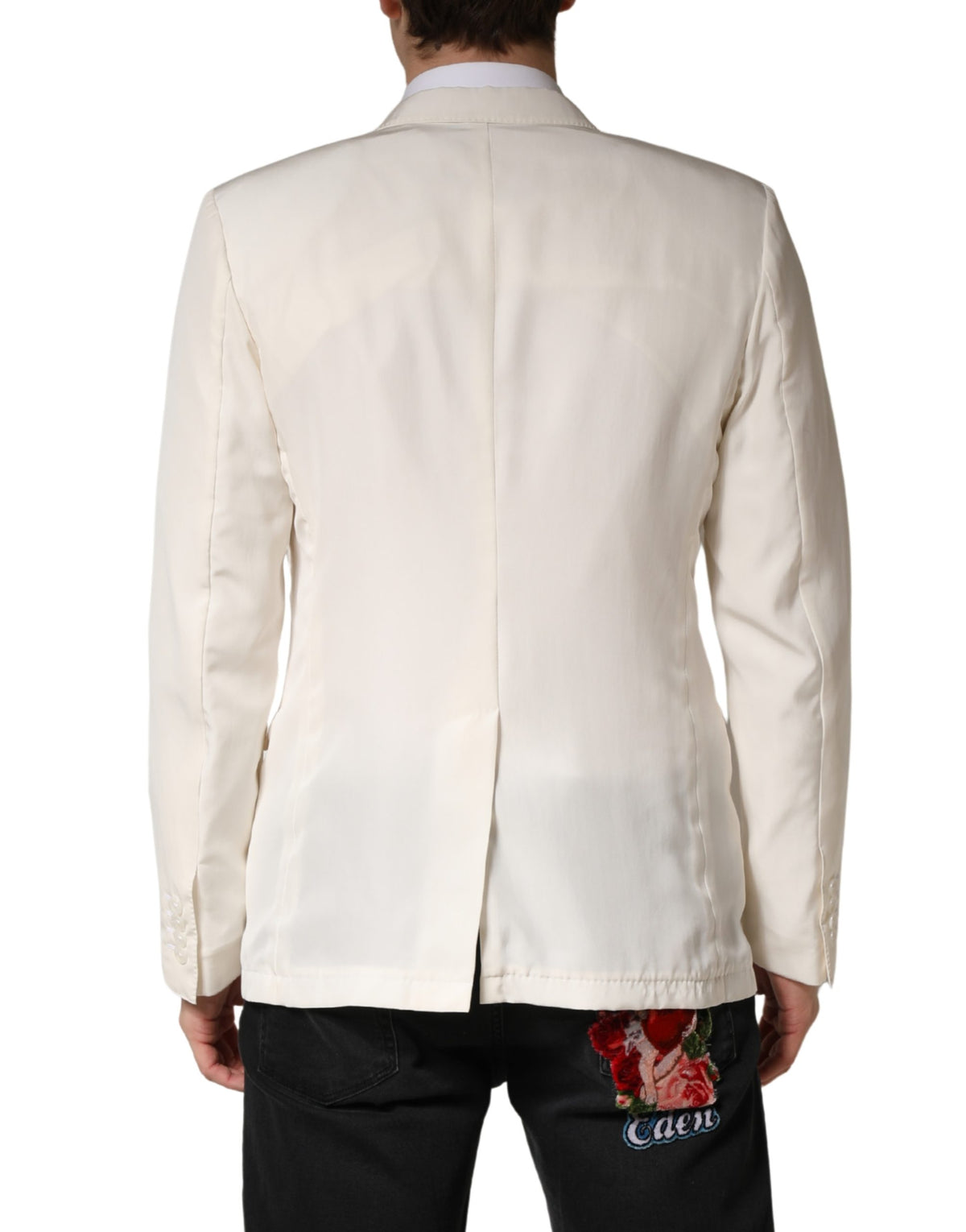 Dolce & Gabbana White Cotton Single Breasted Jacket Blazer
