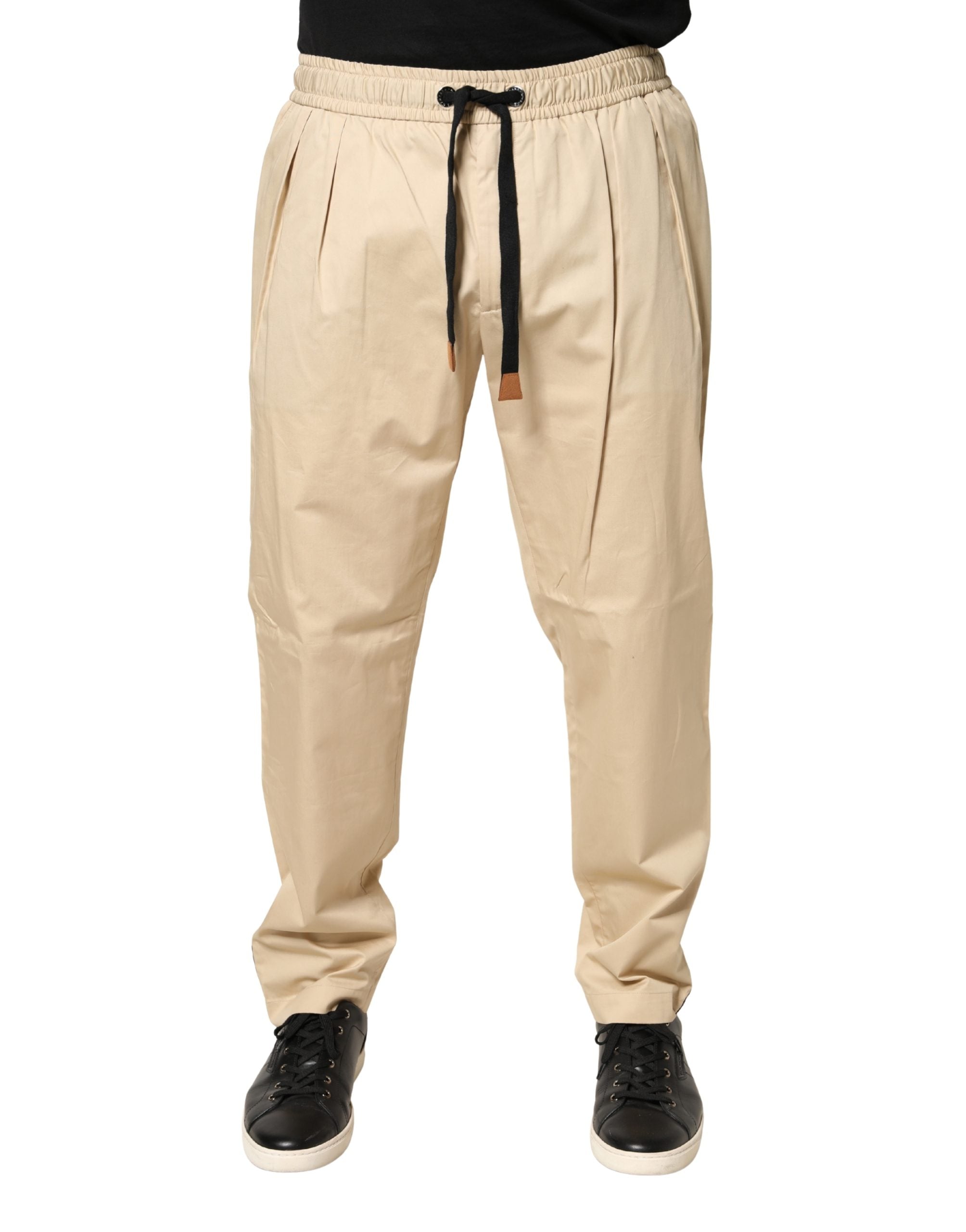 Dolce & Gabbana Beige Cotton Skinny Men Jogger Trouser Pants
