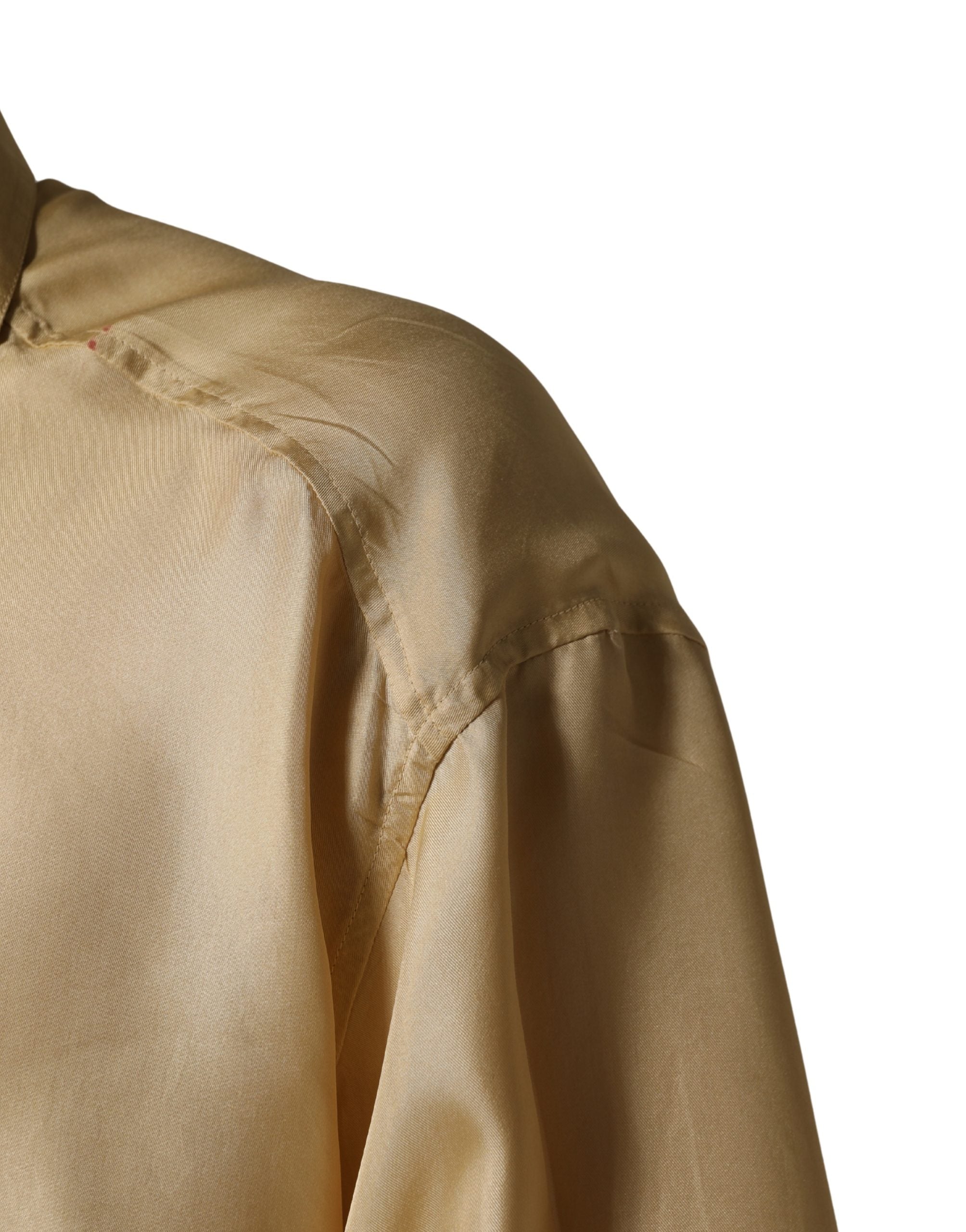 Dolce & Gabbana Yellow Silk Button Down Men Oversize Shirt