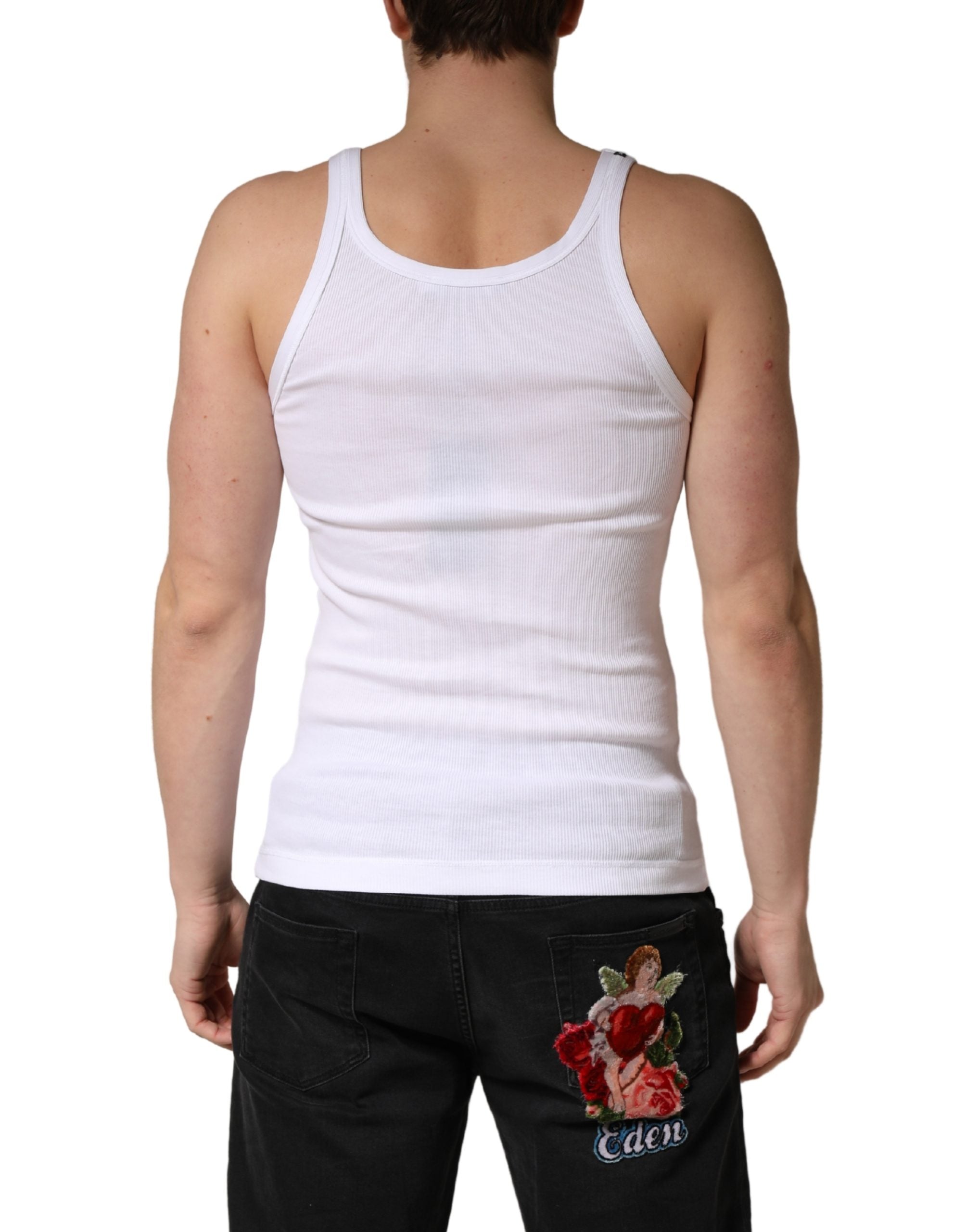 Dolce & Gabbana White Sleeveless Round Neck Tank Top T-shirt
