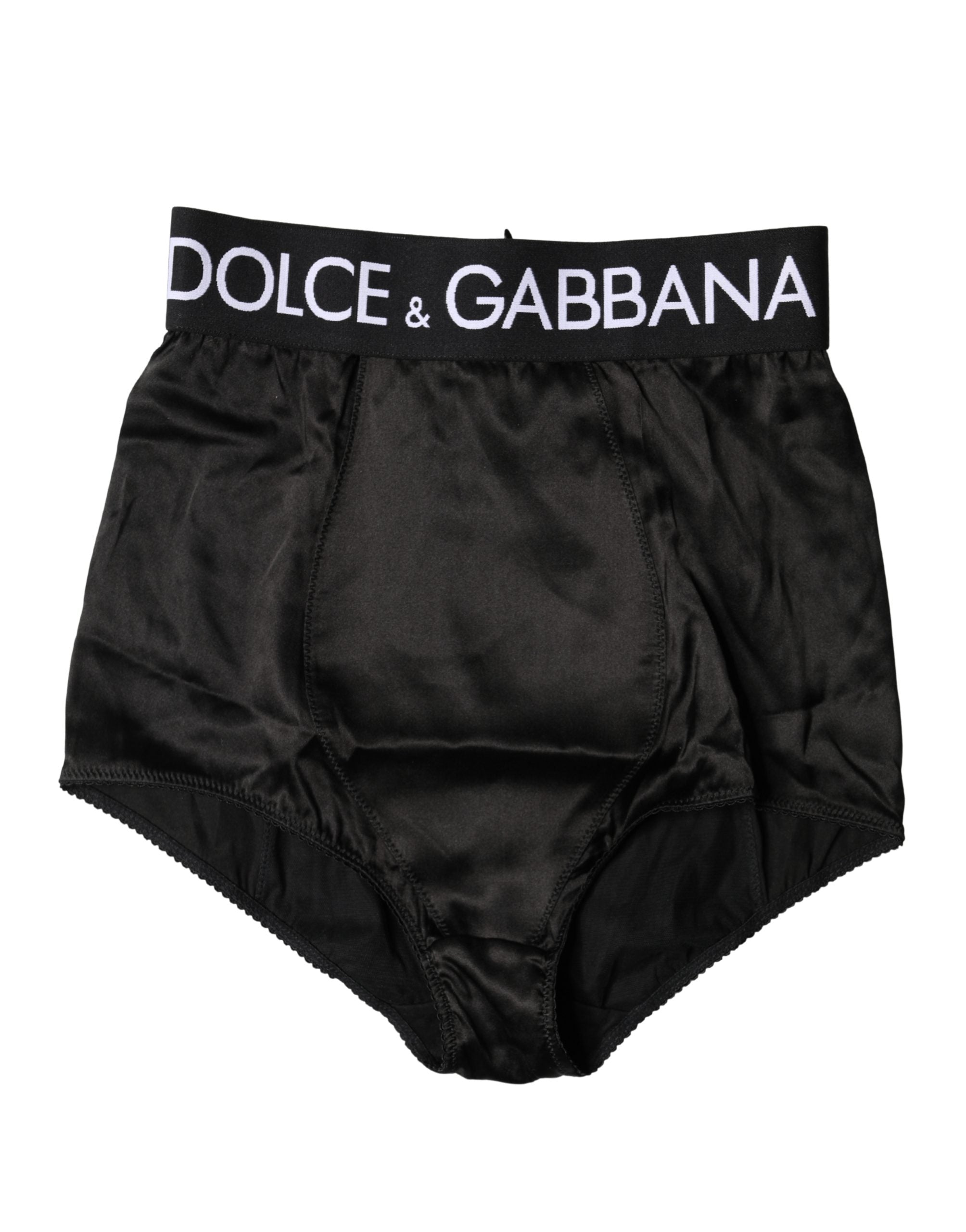 Dolce & Gabbana Black Logo Girdle High Waist Panty Underwear