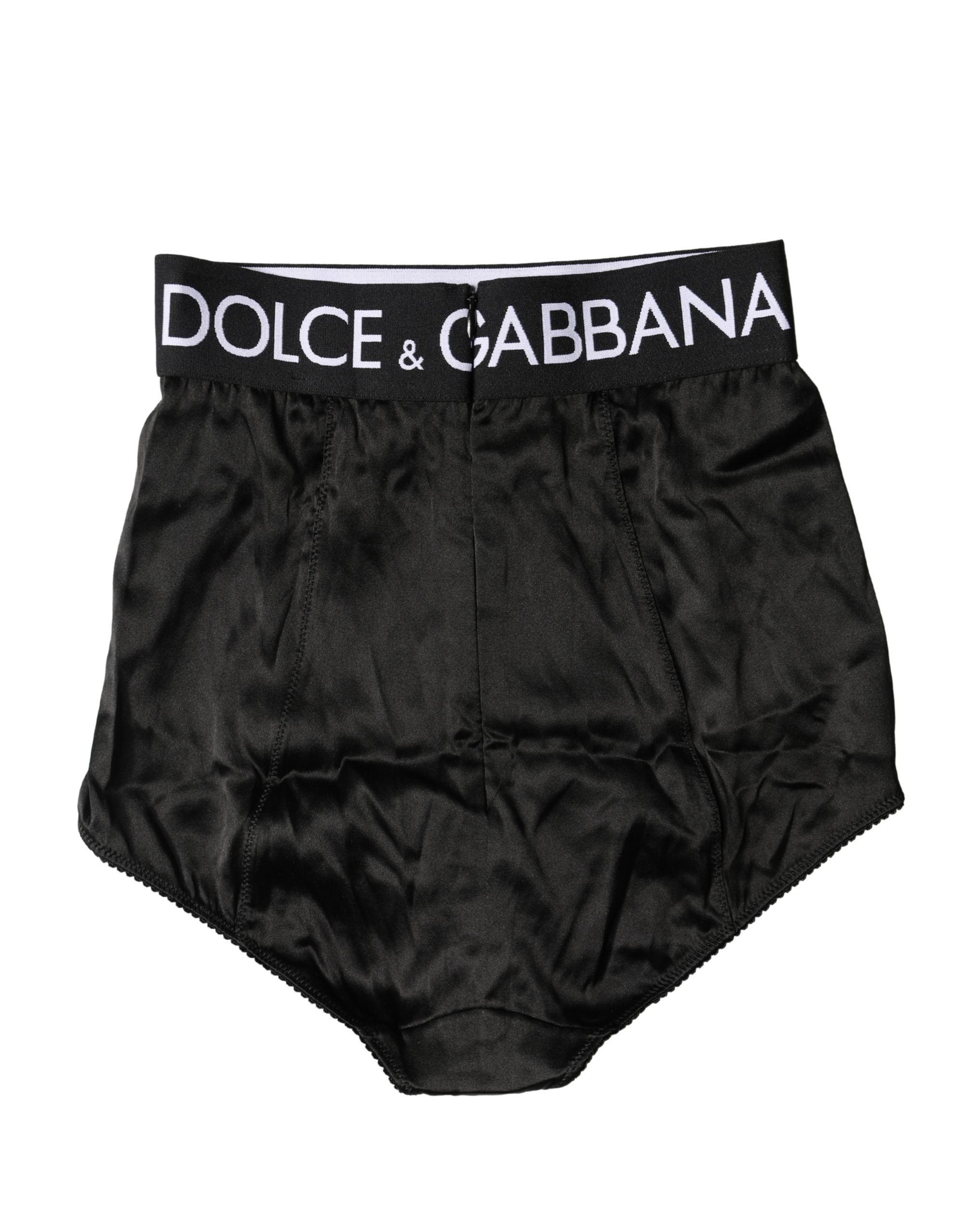 Dolce & Gabbana Black Logo Girdle High Waist Panty Underwear