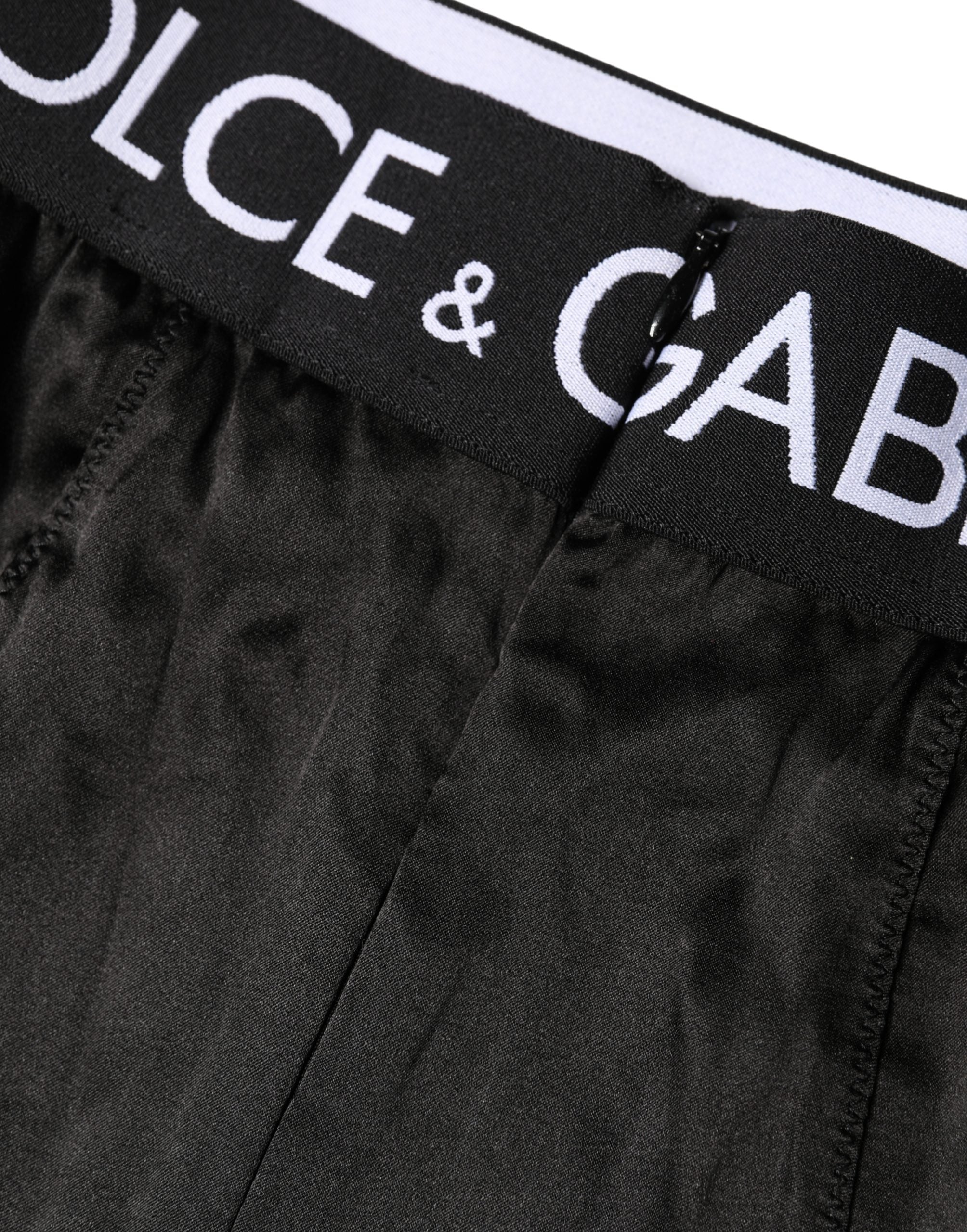 Dolce & Gabbana Black Logo Girdle High Waist Panty Underwear