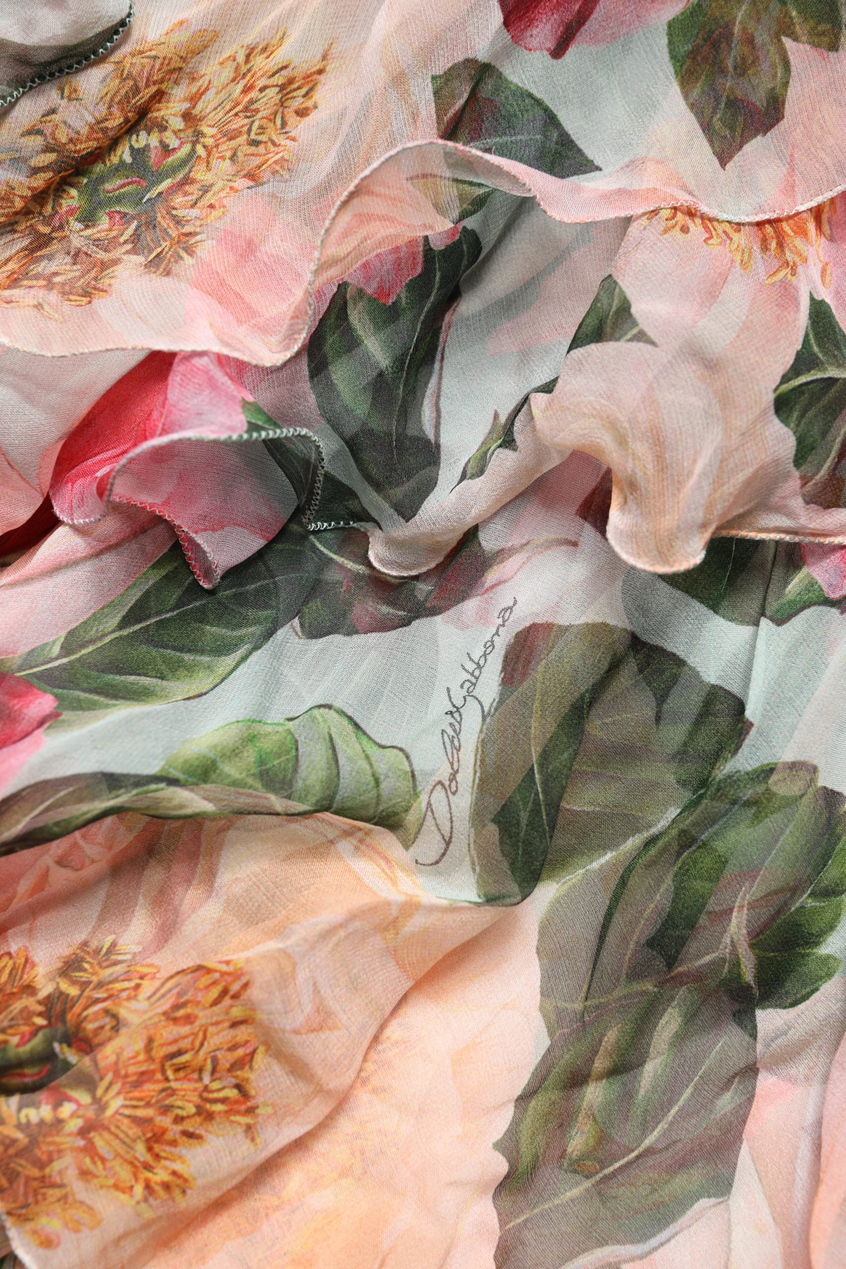 Dolce & Gabbana Multicolor Floral Silk Layered Maxi Dress