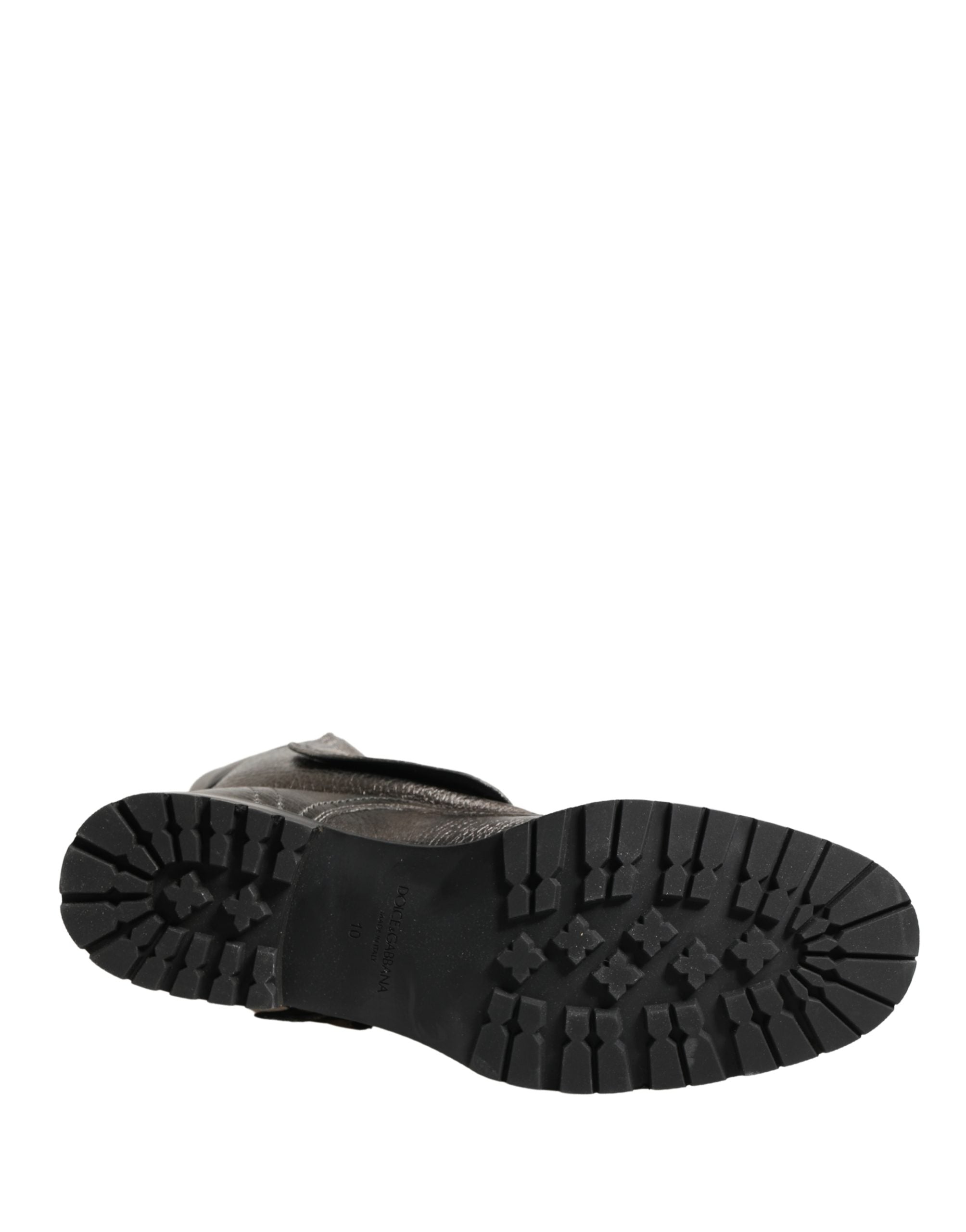 Dolce & Gabbana Metallic Silver Combat Biker Mid Calf Boots Shoes