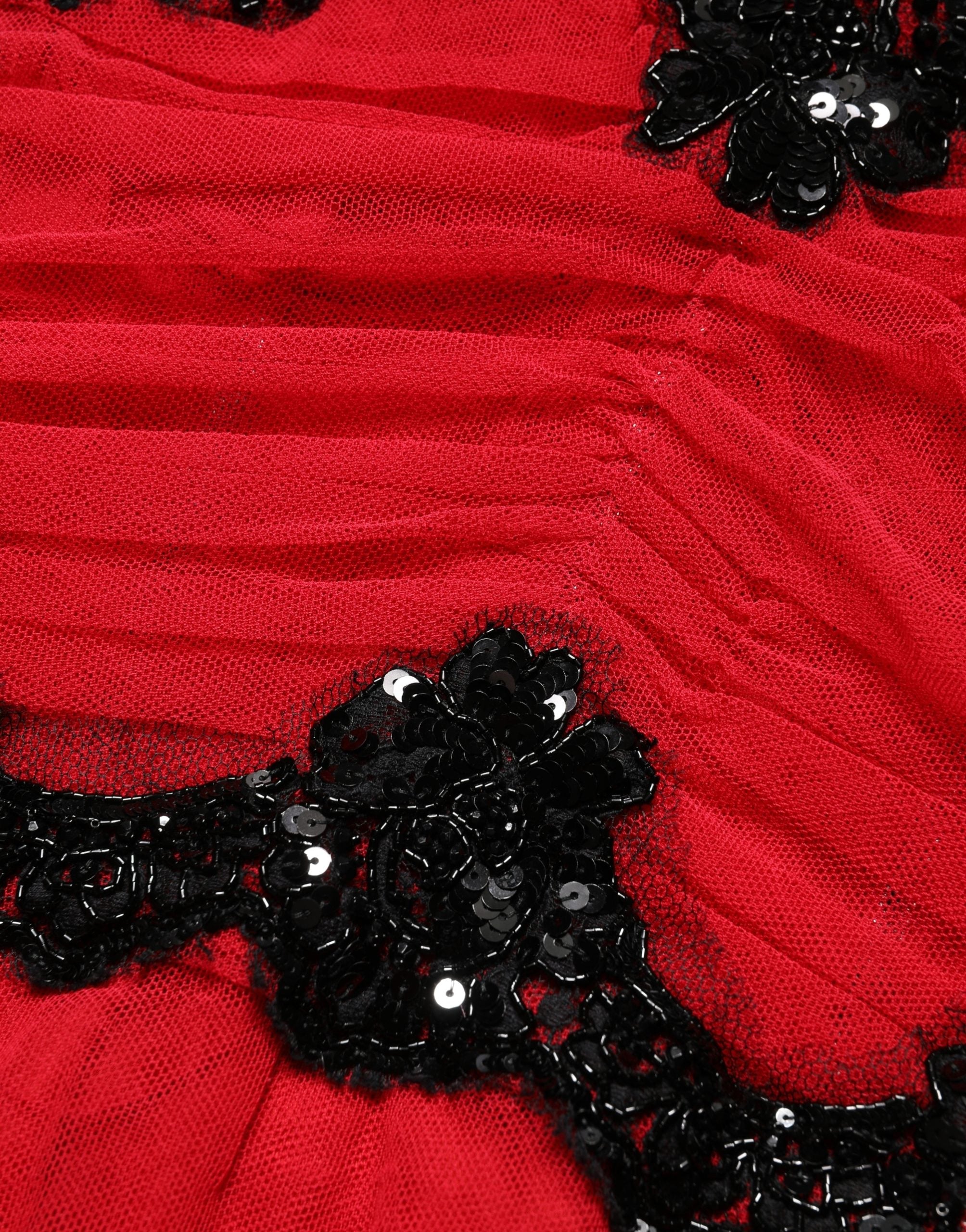 Dolce & Gabbana Red Mesh Trim Bodycon Sheath Midi Dress