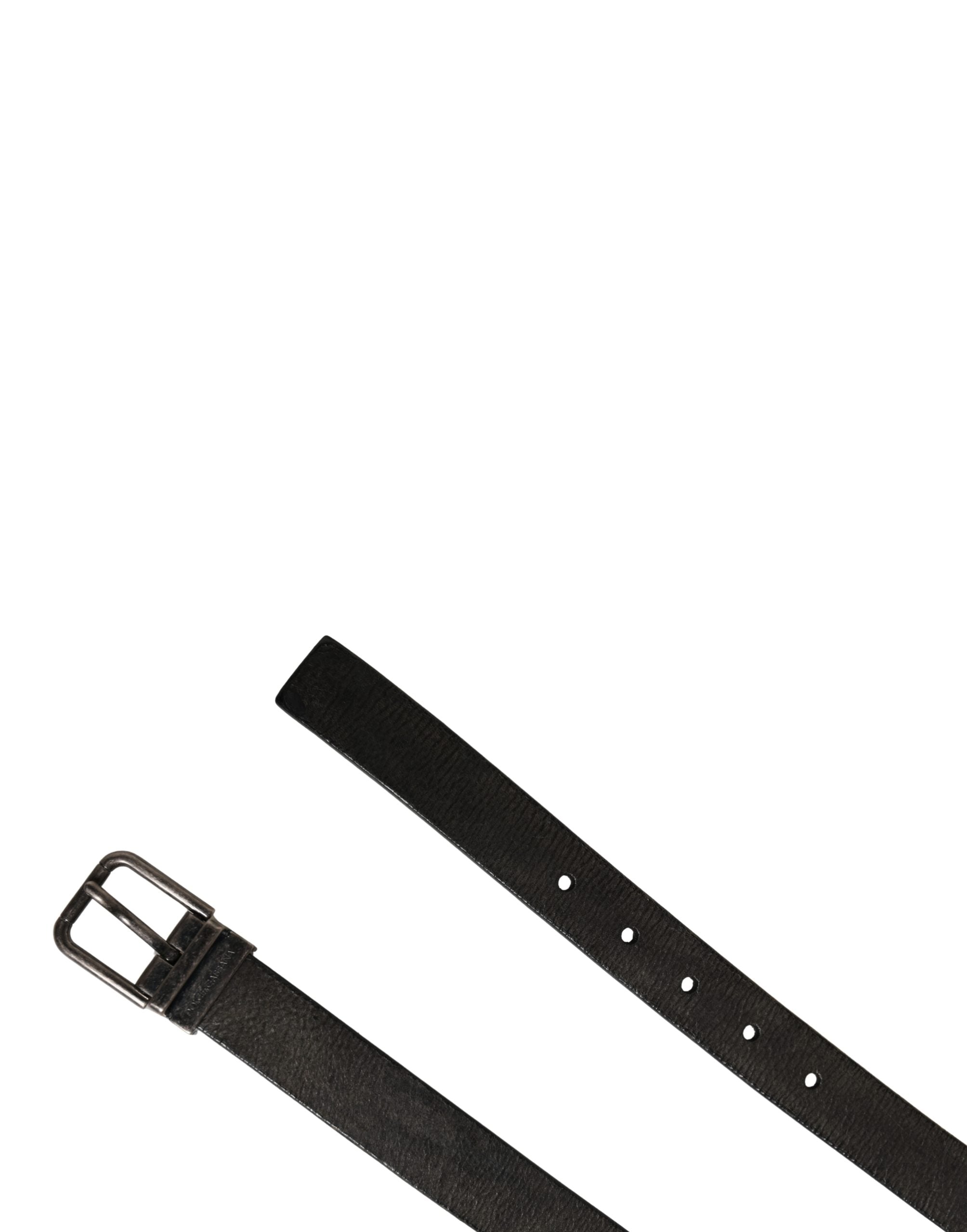 Dolce & Gabbana Men Black Classic Leather Metal Buckle Belt