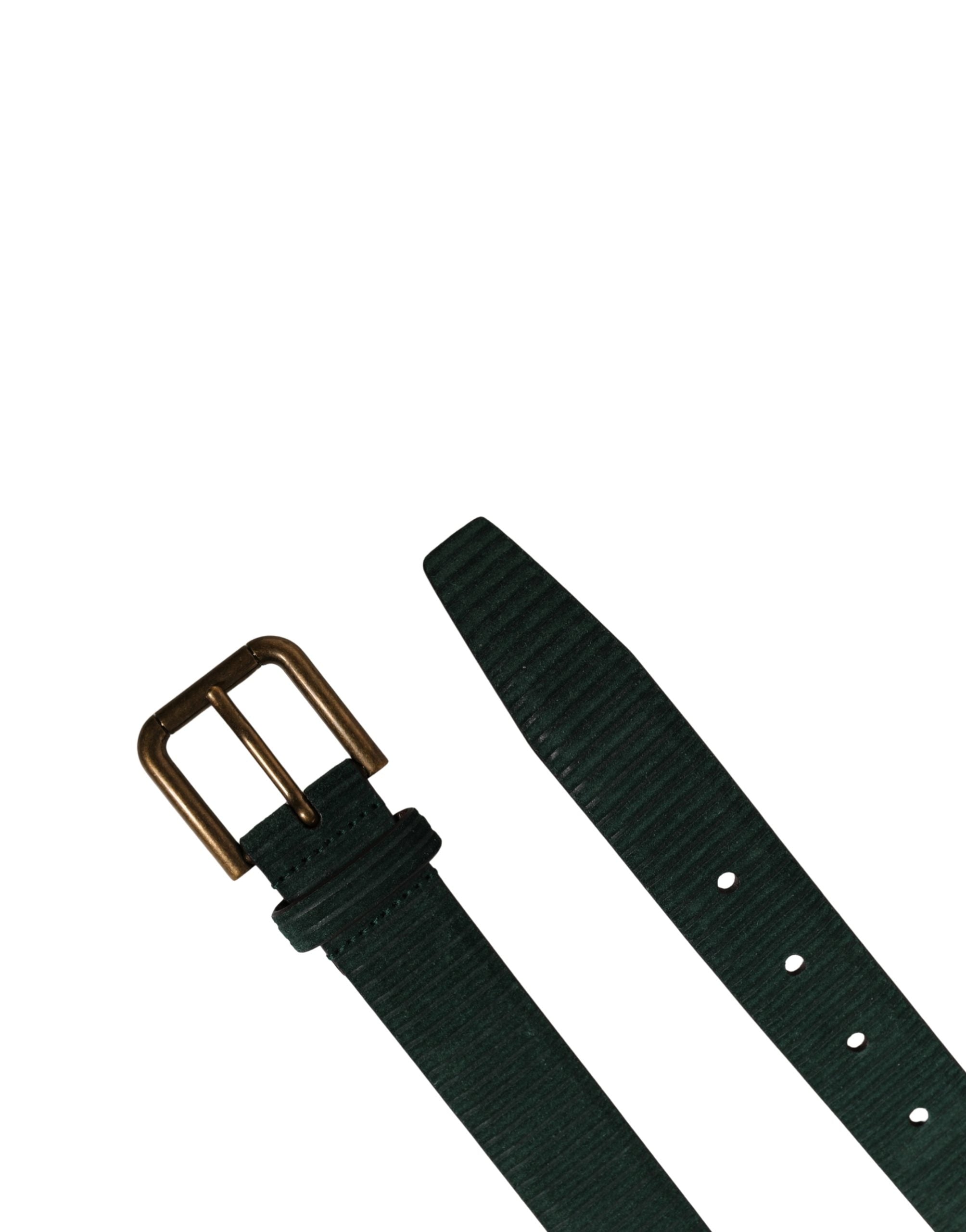Dolce & Gabbana Men Green Velvet Leather Metal Buckle Belt
