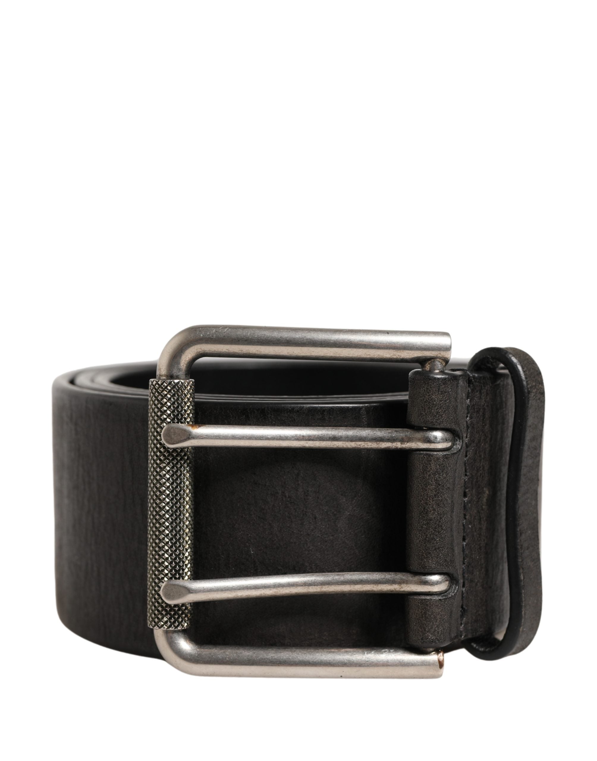 Dolce & Gabbana Men Black Classic Leather Metal Buckle Belt